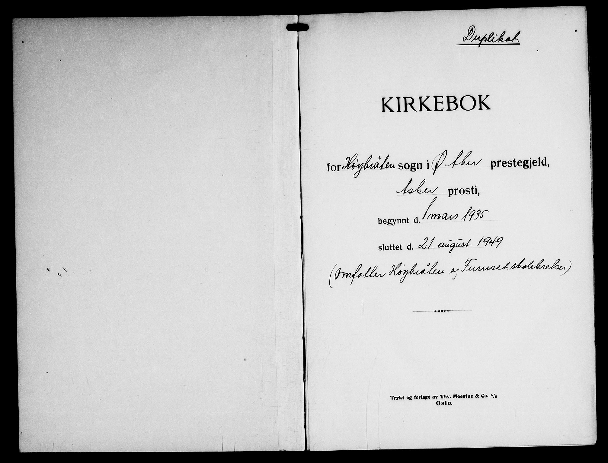 Østre Aker prestekontor Kirkebøker, AV/SAO-A-10840/G/Gc/L0001: Klokkerbok nr. III 1, 1935-1949