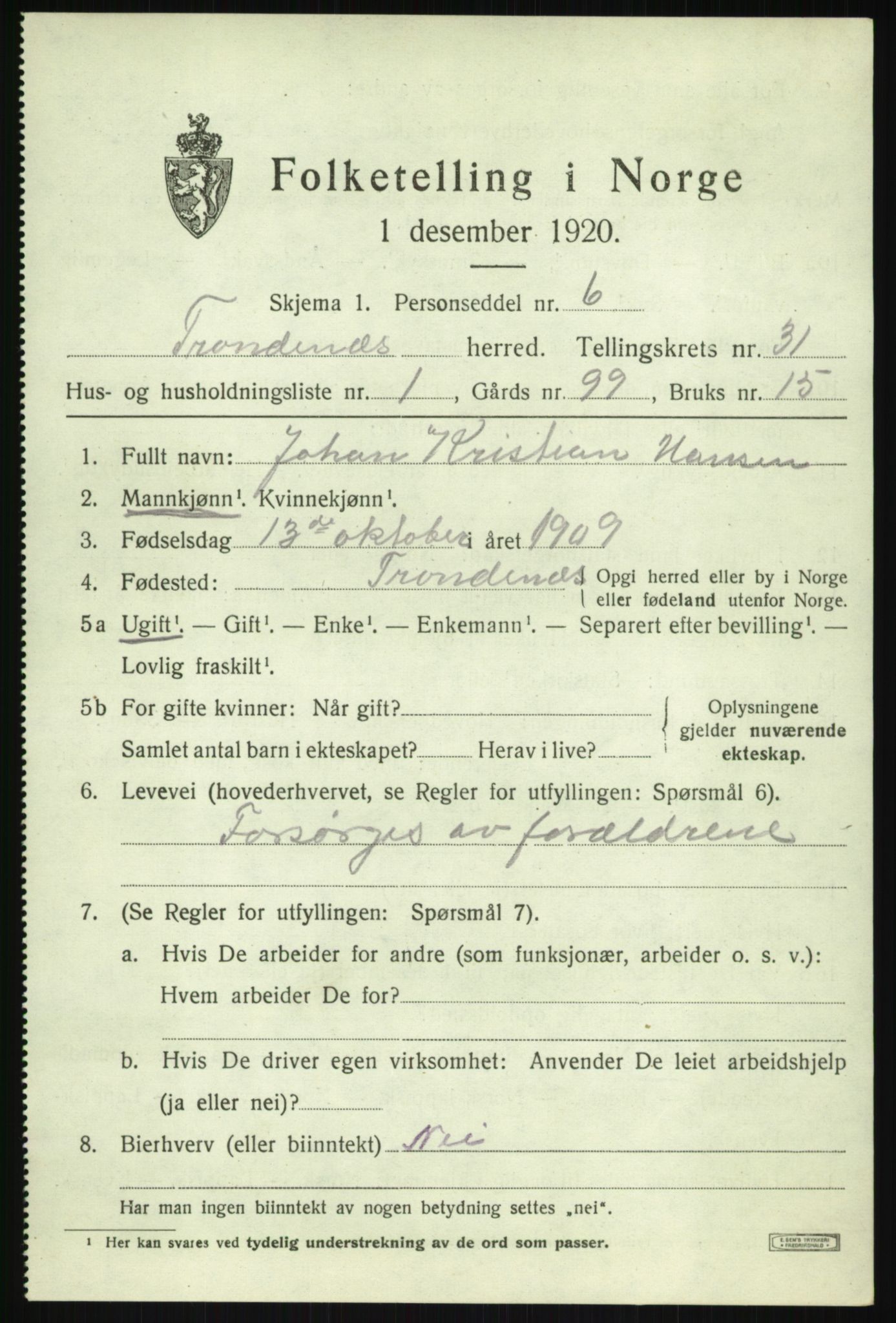 SATØ, Folketelling 1920 for 1914 Trondenes herred, 1920, s. 21925