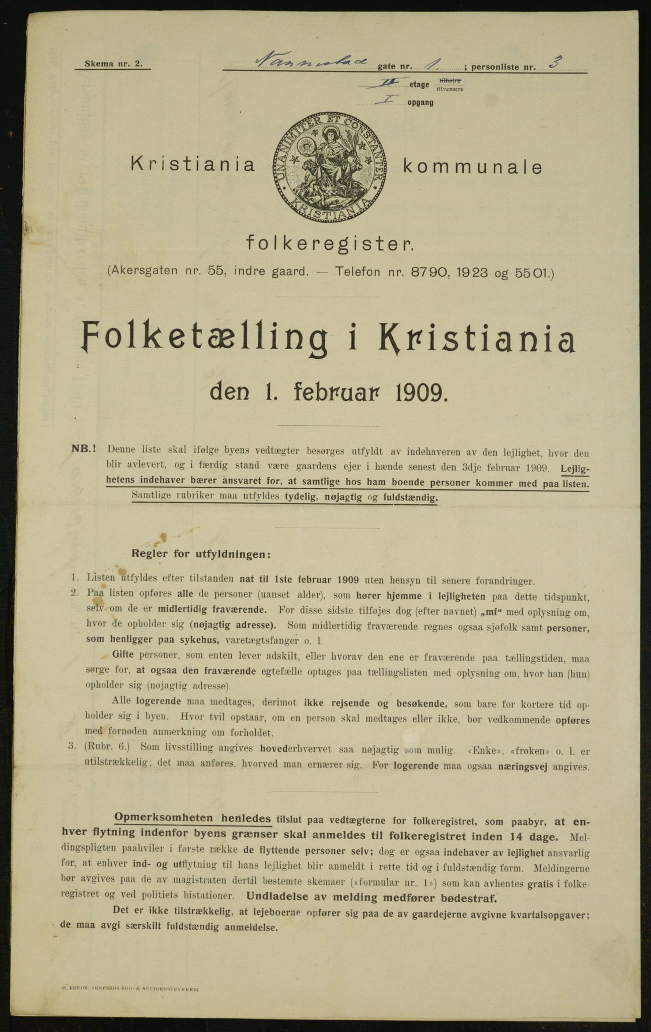 OBA, Kommunal folketelling 1.2.1909 for Kristiania kjøpstad, 1909, s. 62572