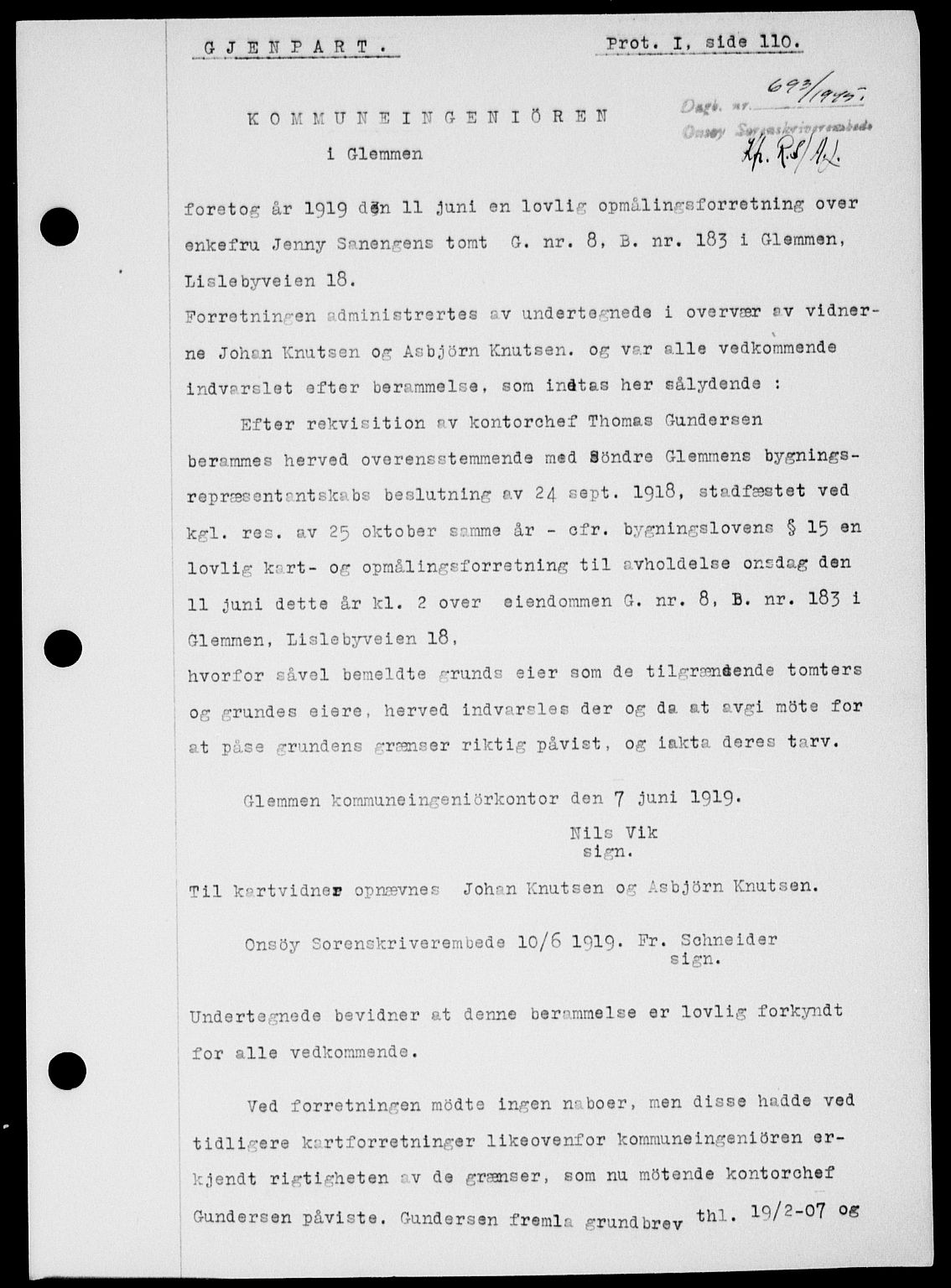 Onsøy sorenskriveri, SAO/A-10474/G/Ga/Gab/L0014: Pantebok nr. II A-14, 1944-1945, Dagboknr: 693/1945
