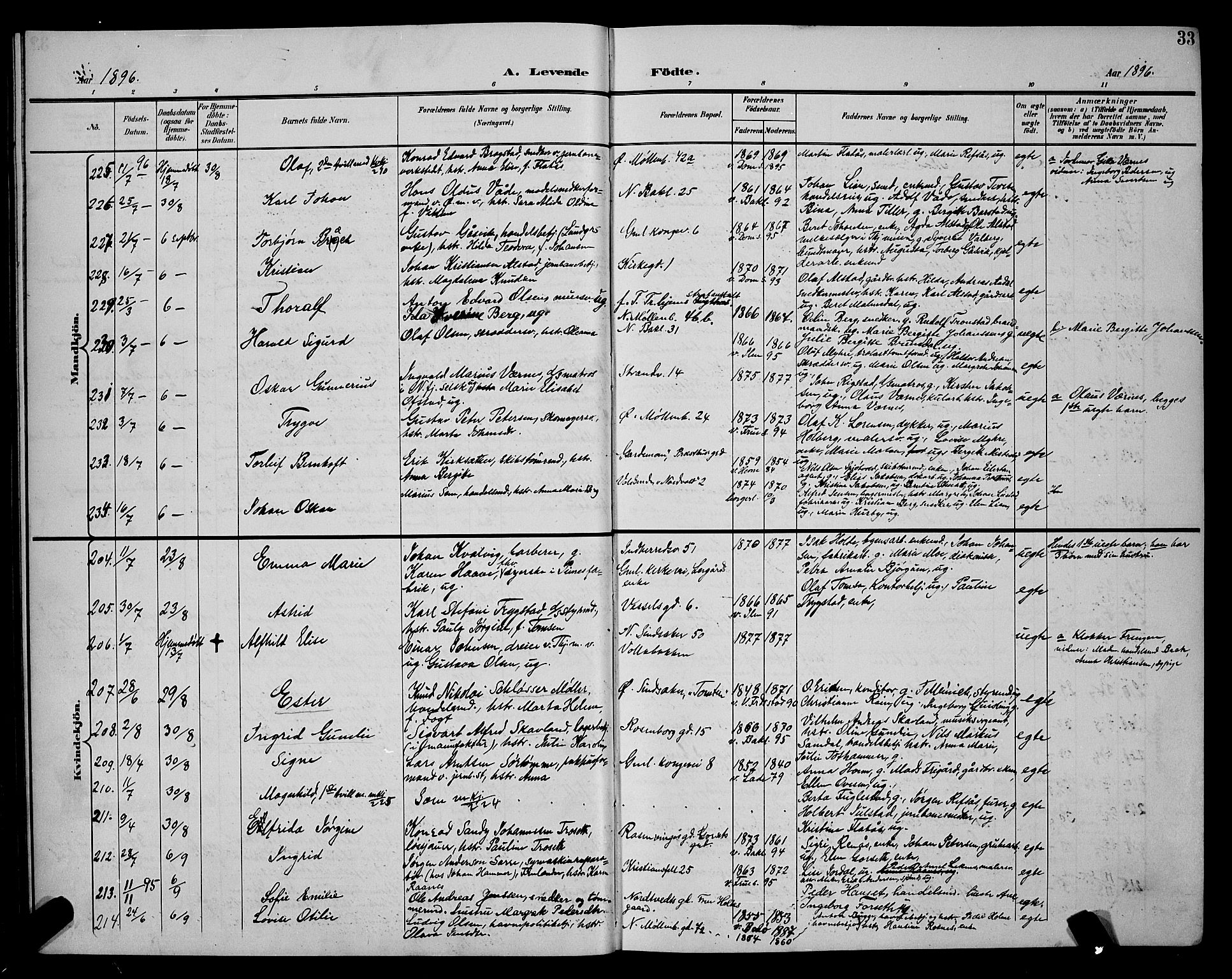 Ministerialprotokoller, klokkerbøker og fødselsregistre - Sør-Trøndelag, SAT/A-1456/604/L0225: Klokkerbok nr. 604C08, 1895-1899, s. 33