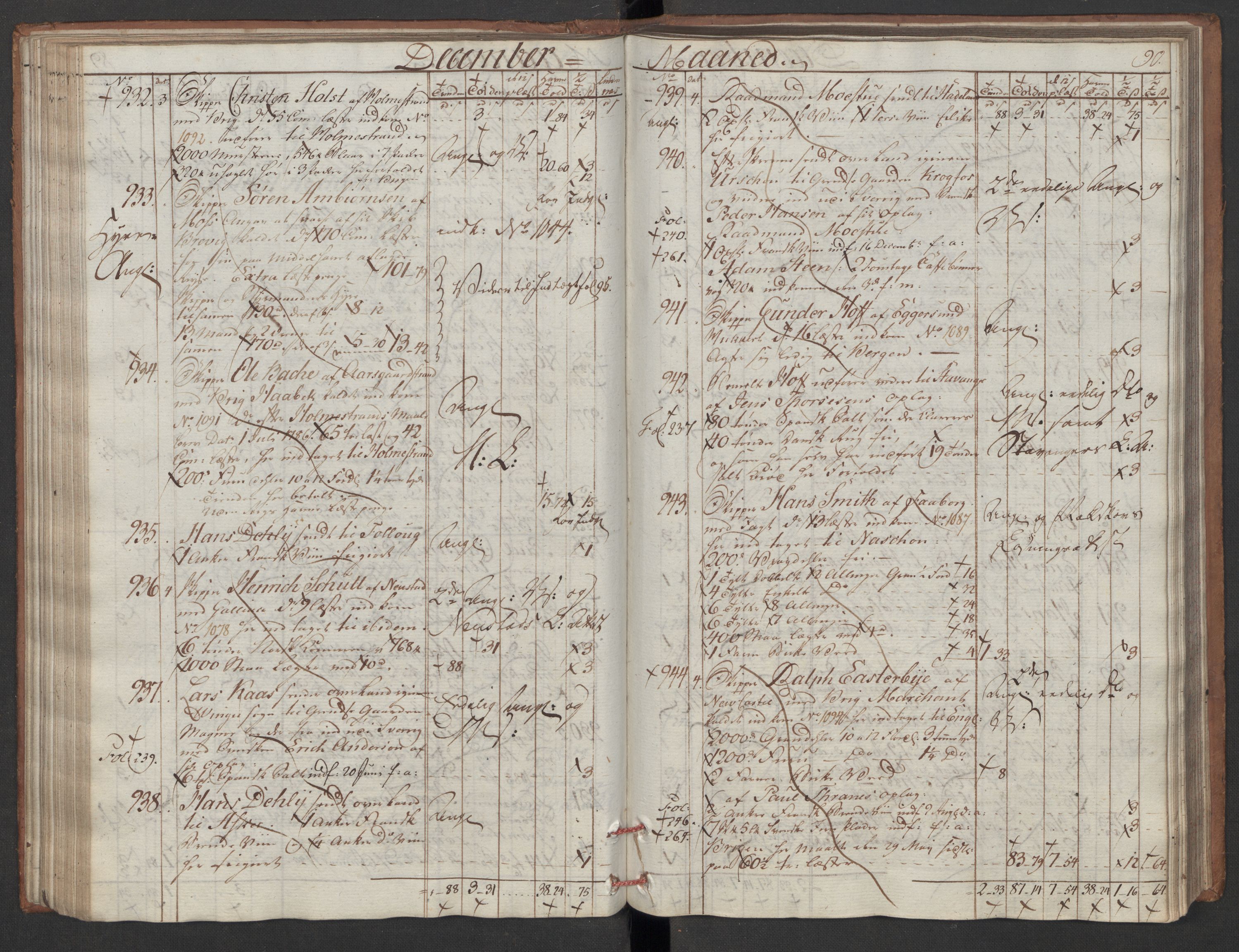 Generaltollkammeret, tollregnskaper, AV/RA-EA-5490/R06/L0180/0001: Tollregnskaper Kristiania / Utgående tollbok, 1790, s. 89b-90a