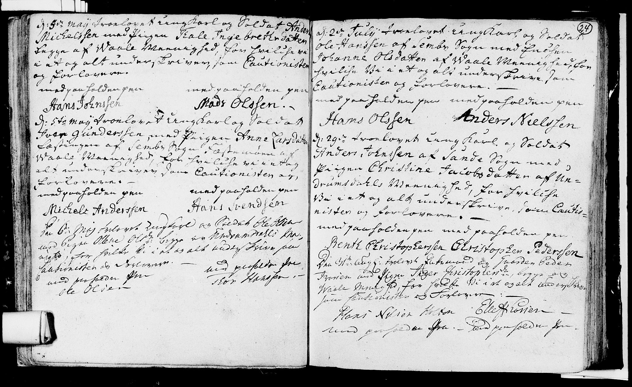 Våle kirkebøker, SAKO/A-334/H/Hb/L0002: Forlovererklæringer nr. 2, 1756-1799, s. 24