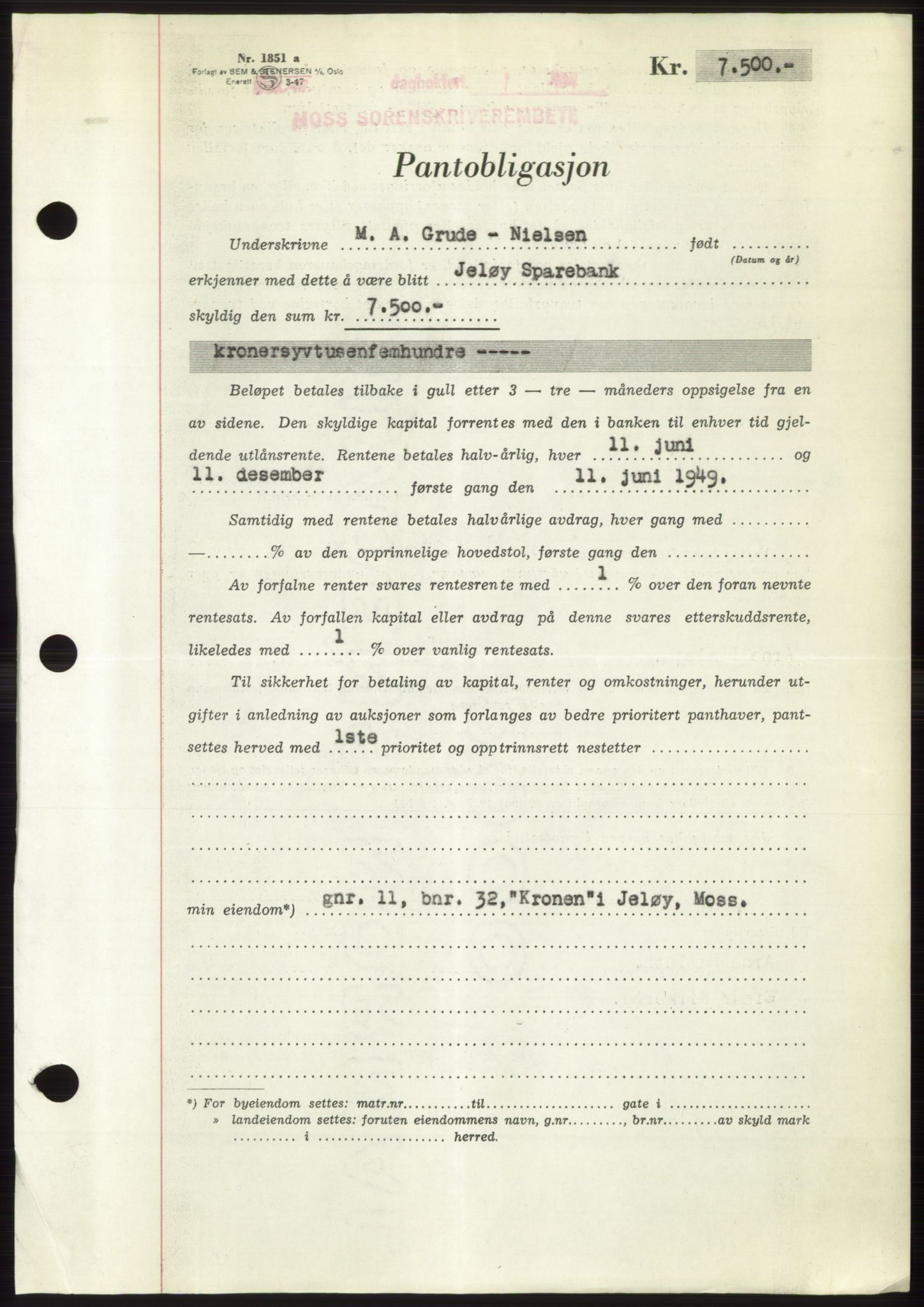 Moss sorenskriveri, AV/SAO-A-10168: Pantebok nr. B20, 1948-1948