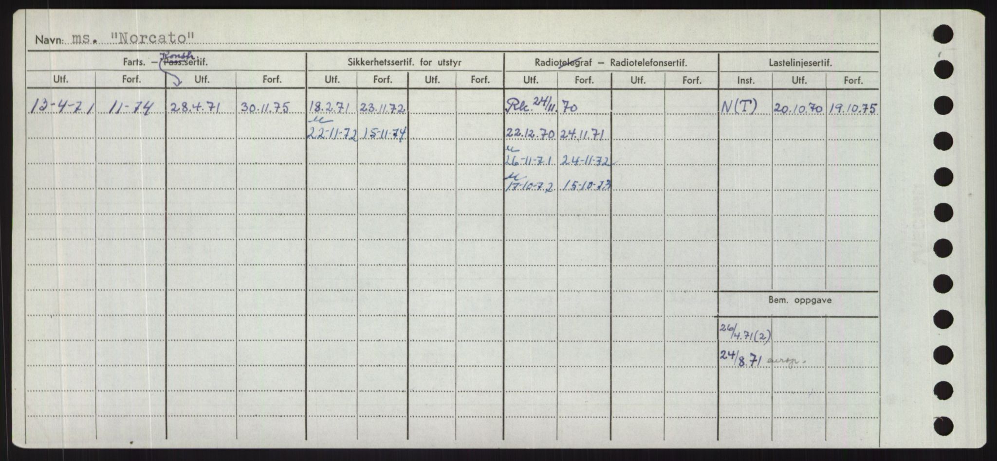 Sjøfartsdirektoratet med forløpere, Skipsmålingen, RA/S-1627/H/Hd/L0026: Fartøy, N-Norhol, s. 406