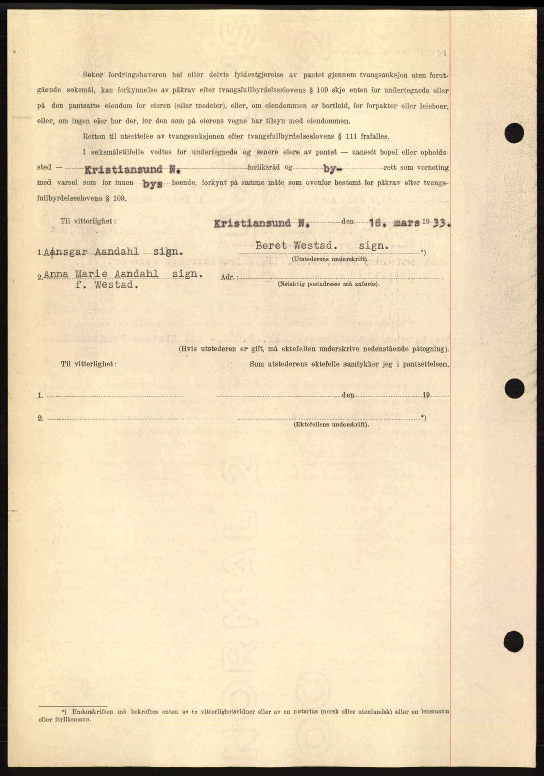 Kristiansund byfogd, AV/SAT-A-4587/A/27: Pantebok nr. 26, 1931-1933, Tingl.dato: 21.03.1933