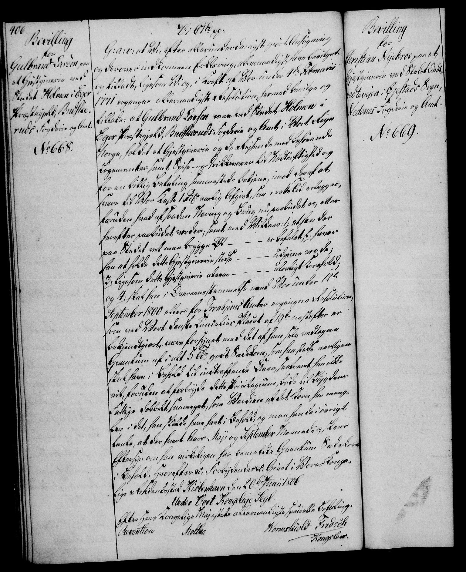 Rentekammeret, Kammerkanselliet, AV/RA-EA-3111/G/Gg/Gga/L0018: Norsk ekspedisjonsprotokoll med register (merket RK 53.18), 1804-1806, s. 406