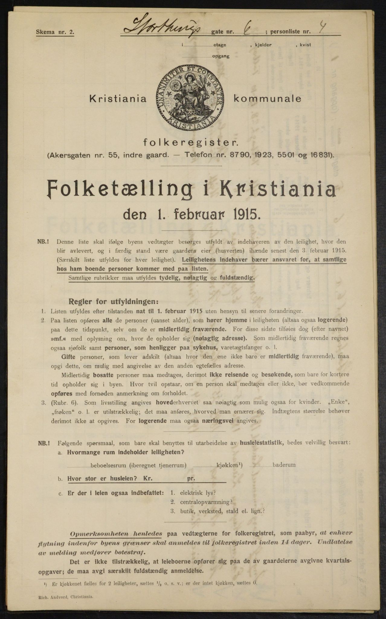 OBA, Kommunal folketelling 1.2.1915 for Kristiania, 1915, s. 103685