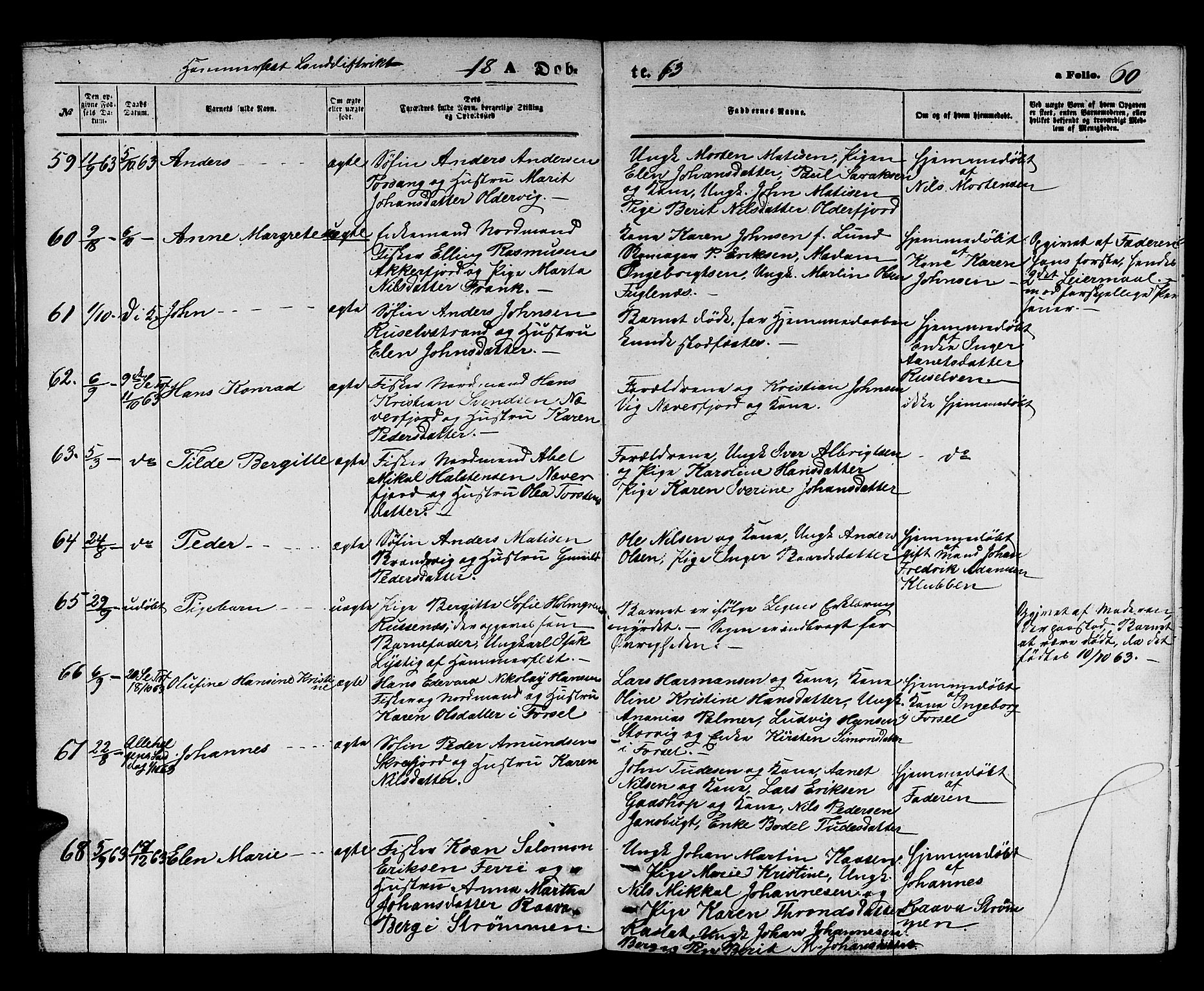 Hammerfest sokneprestkontor, AV/SATØ-S-1347/H/Hb/L0003.klokk: Klokkerbok nr. 3 /2, 1863-1868, s. 60