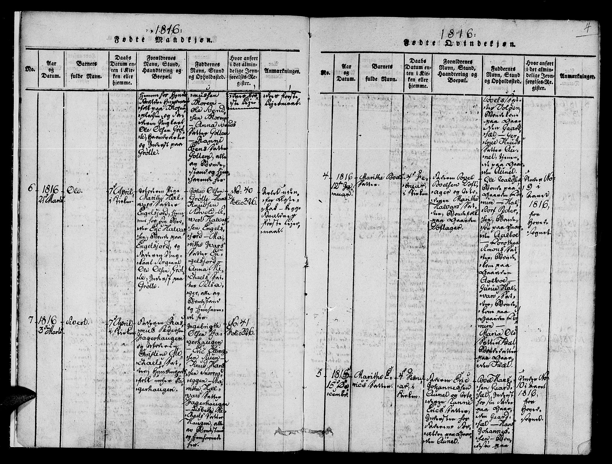 Ministerialprotokoller, klokkerbøker og fødselsregistre - Sør-Trøndelag, SAT/A-1456/678/L0895: Ministerialbok nr. 678A05 /1, 1816-1821, s. 4