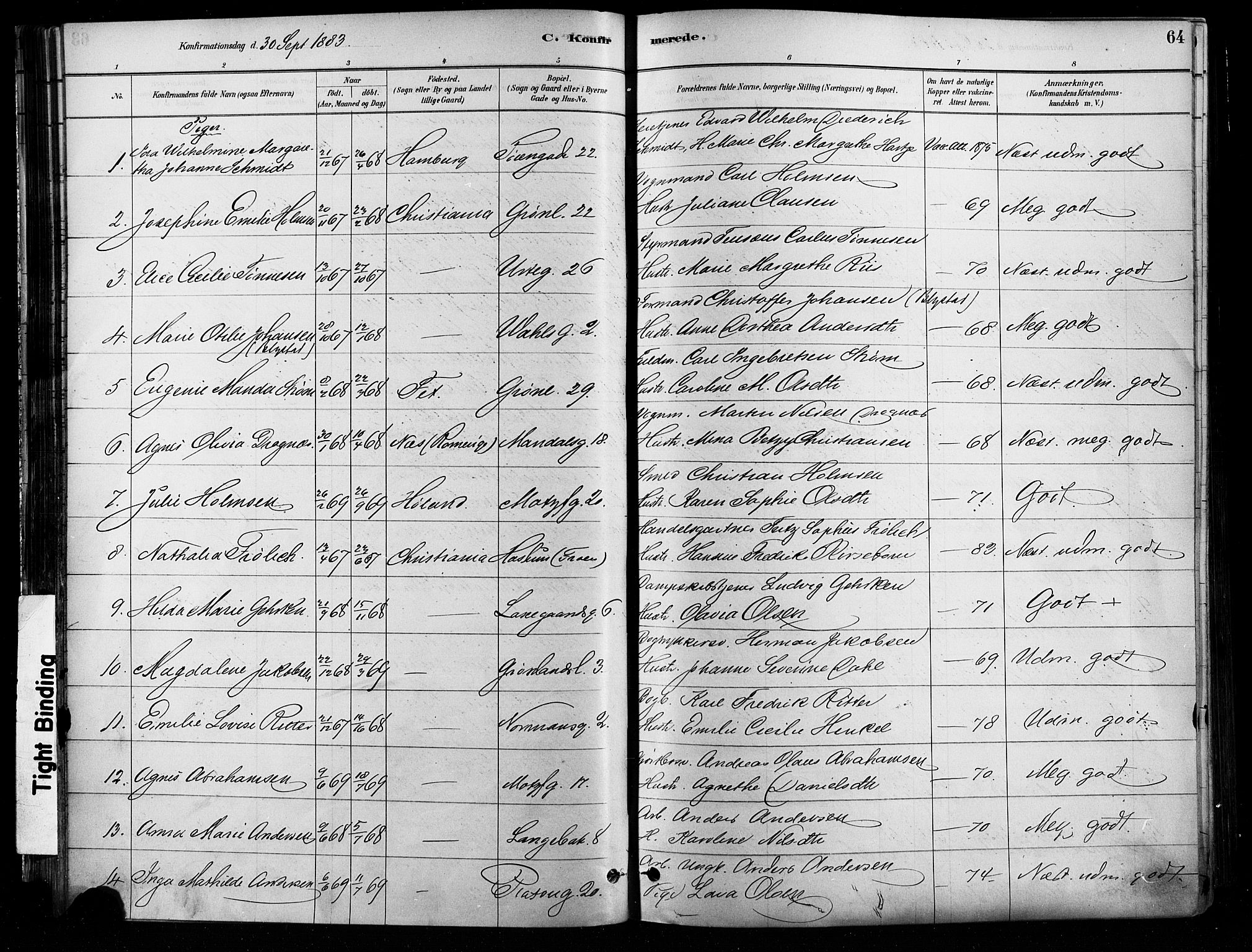 Grønland prestekontor Kirkebøker, AV/SAO-A-10848/F/Fa/L0008: Ministerialbok nr. 8, 1881-1893, s. 64