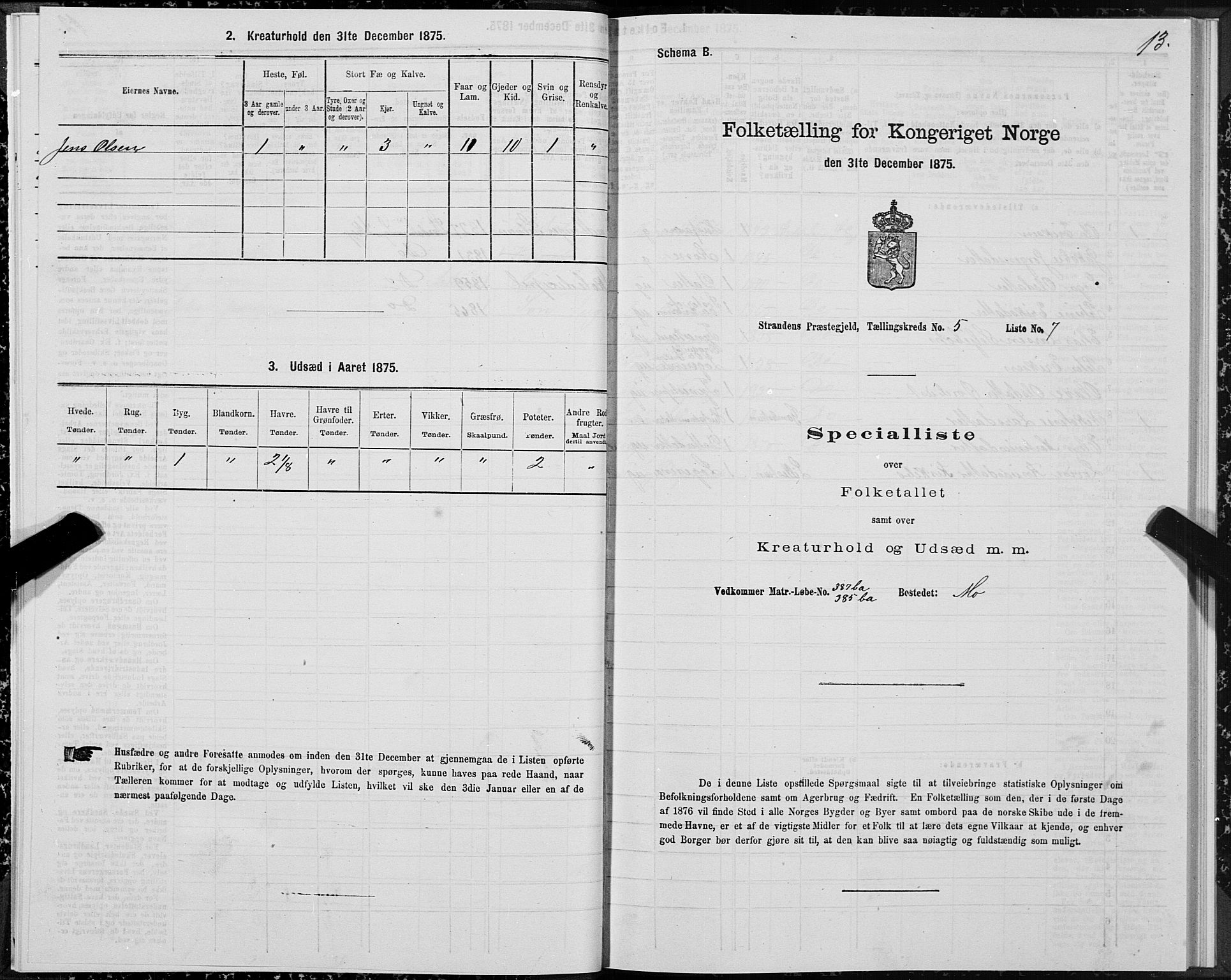 SAT, Folketelling 1875 for 1525P Stranda prestegjeld, 1875, s. 3013