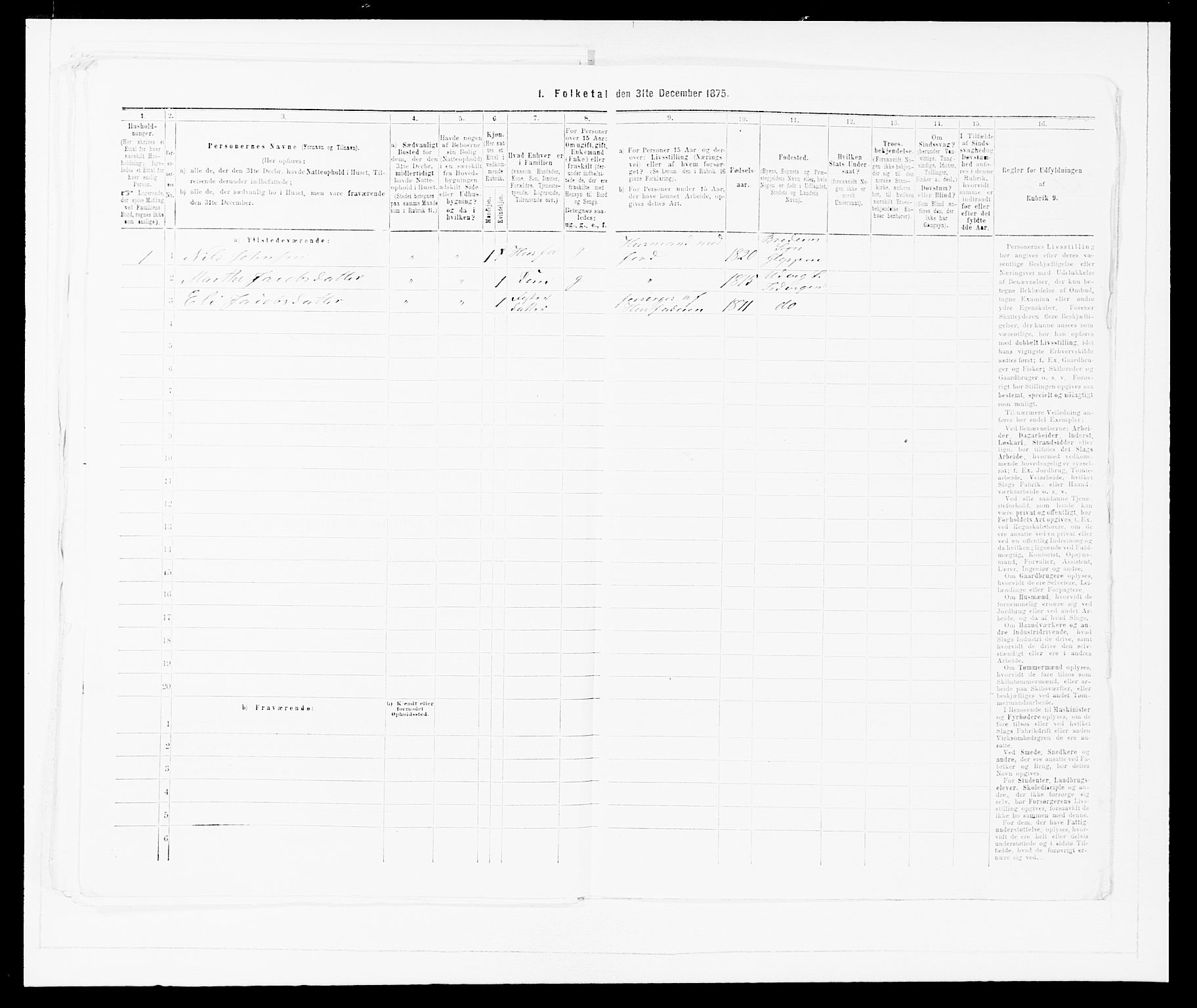 SAB, Folketelling 1875 for 1447P Innvik prestegjeld, 1875, s. 288