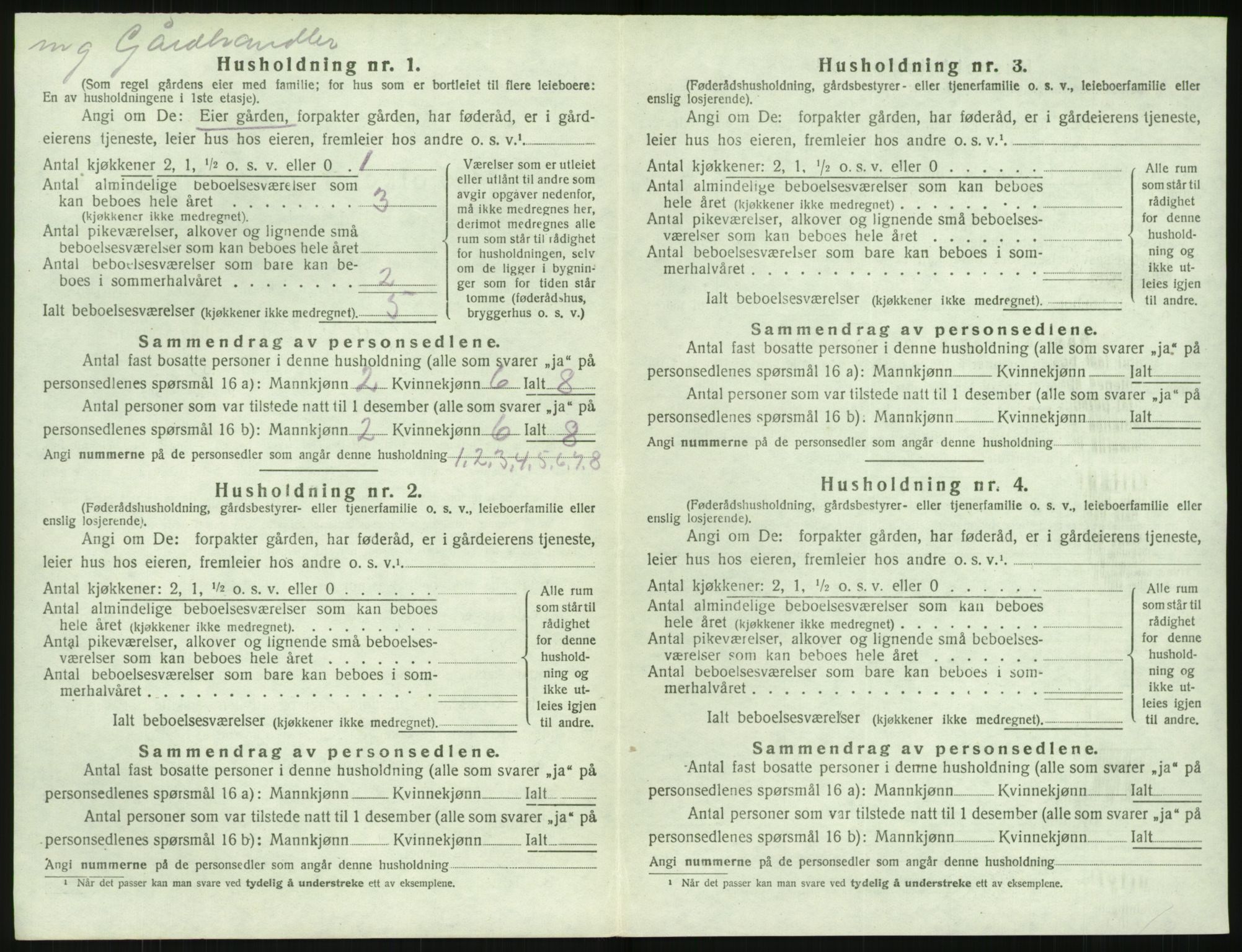 SAK, Folketelling 1920 for 0923 Fjære herred, 1920, s. 302