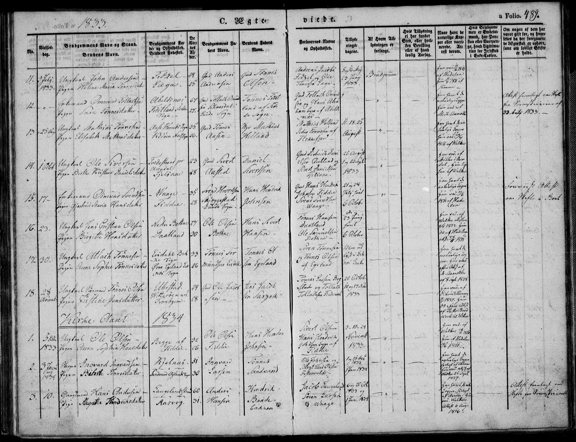 Flekkefjord sokneprestkontor, AV/SAK-1111-0012/F/Fb/Fbb/L0002: Klokkerbok nr. B 2b, 1831-1866, s. 489