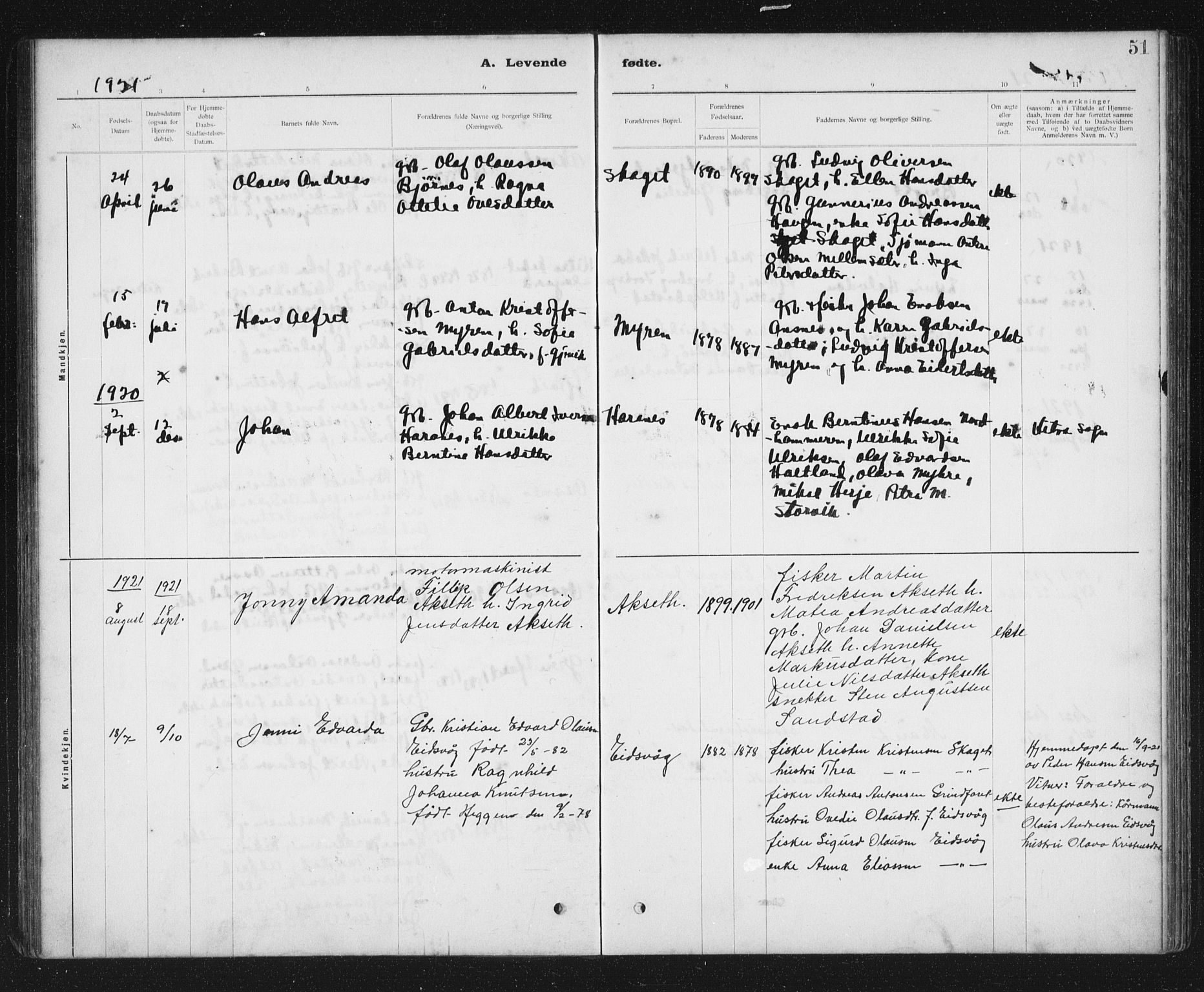 Ministerialprotokoller, klokkerbøker og fødselsregistre - Sør-Trøndelag, SAT/A-1456/637/L0563: Klokkerbok nr. 637C04, 1899-1940, s. 51