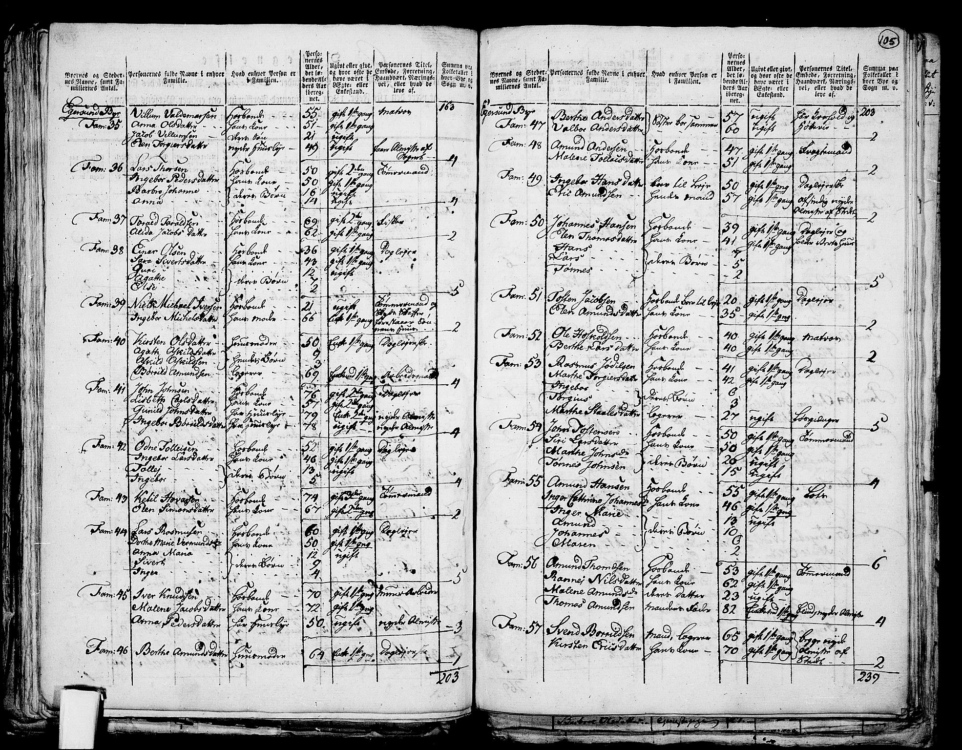 RA, Folketelling 1801 for 1116P Eigersund prestegjeld, 1801, s. 104b-105a