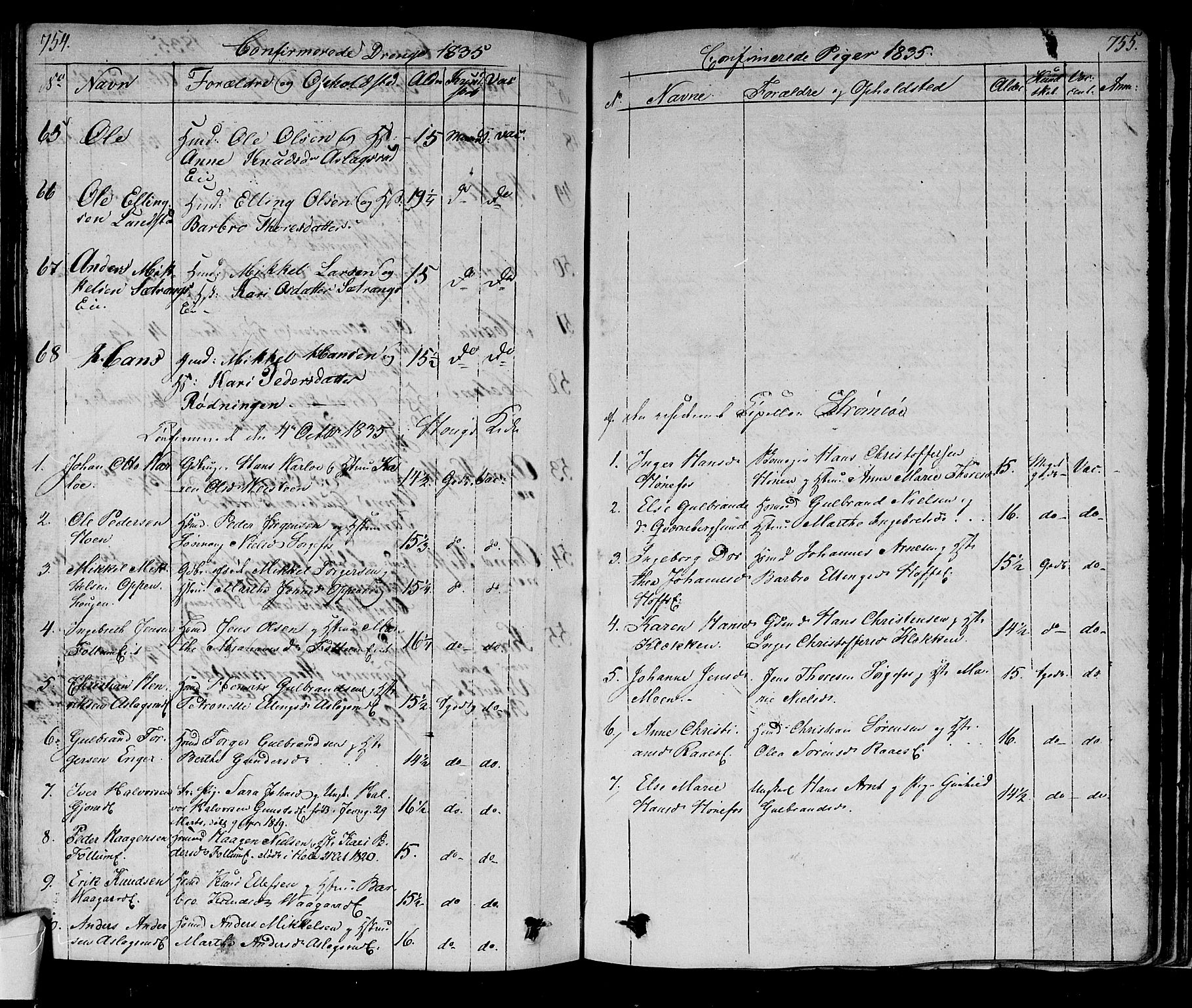Norderhov kirkebøker, AV/SAKO-A-237/F/Fa/L0009: Ministerialbok nr. 9, 1819-1837, s. 754-755