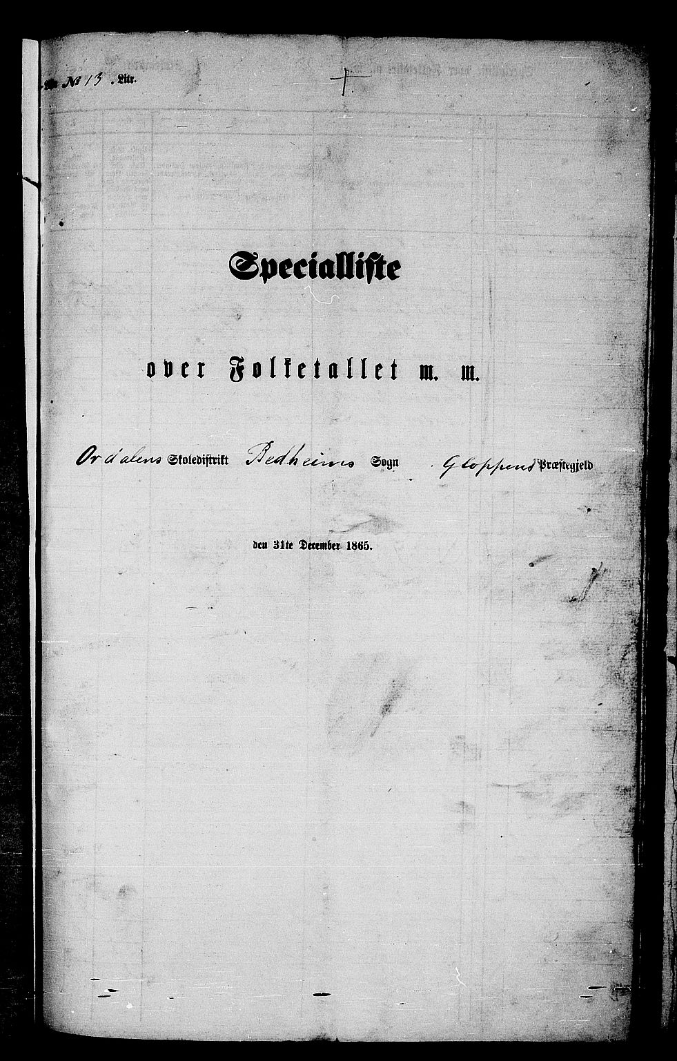 RA, Folketelling 1865 for 1445P Gloppen prestegjeld, 1865, s. 190