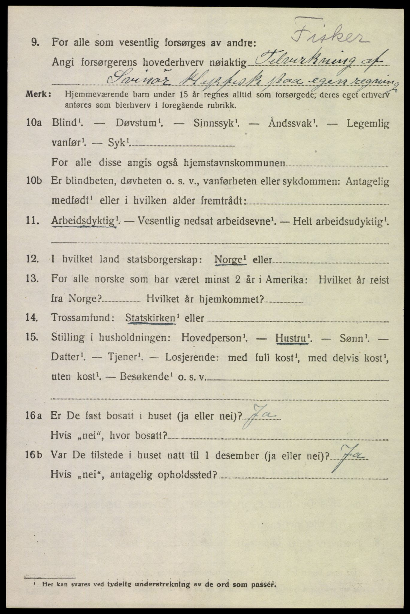 SAK, Folketelling 1920 for 1030 Spangereid herred, 1920, s. 1508