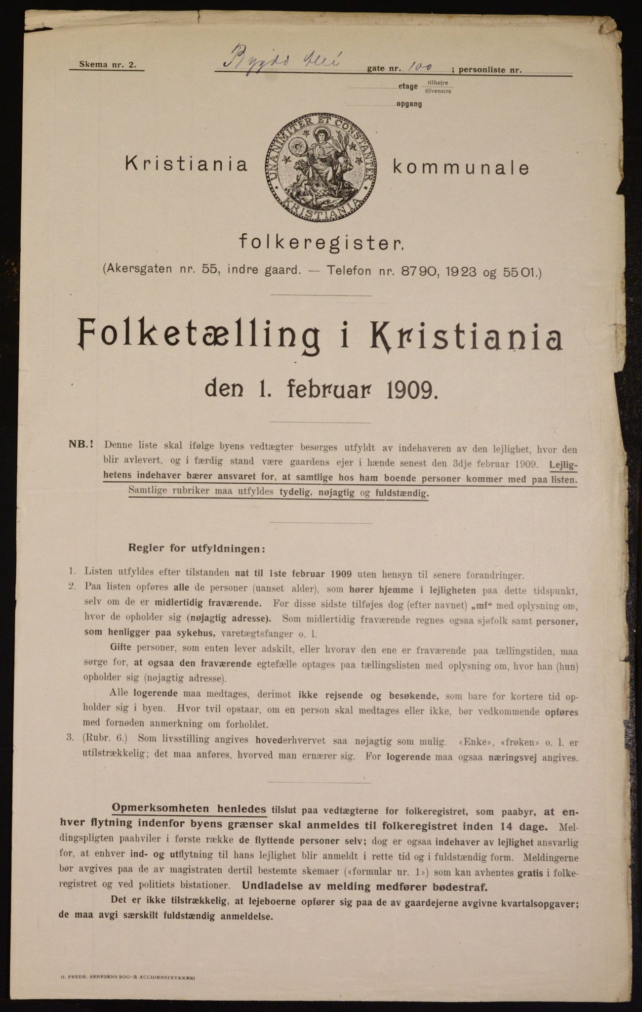 OBA, Kommunal folketelling 1.2.1909 for Kristiania kjøpstad, 1909, s. 9992