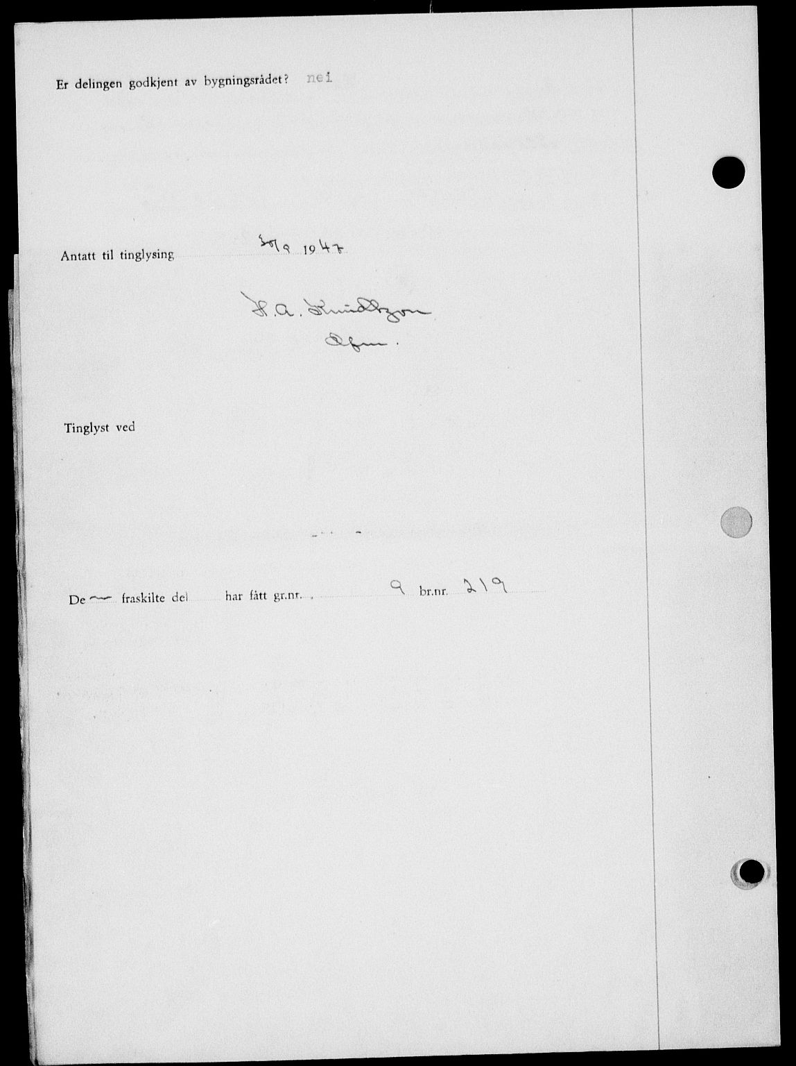 Onsøy sorenskriveri, SAO/A-10474/G/Ga/Gab/L0021: Pantebok nr. II A-21, 1947-1947, Dagboknr: 2638/1947