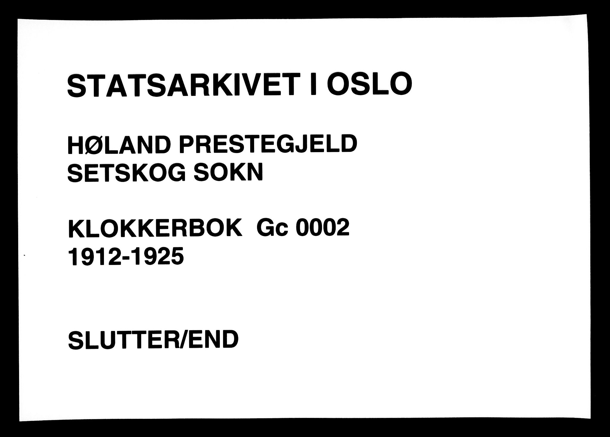 Høland prestekontor Kirkebøker, AV/SAO-A-10346a/G/Gc/L0002: Klokkerbok nr. III 2, 1912-1925