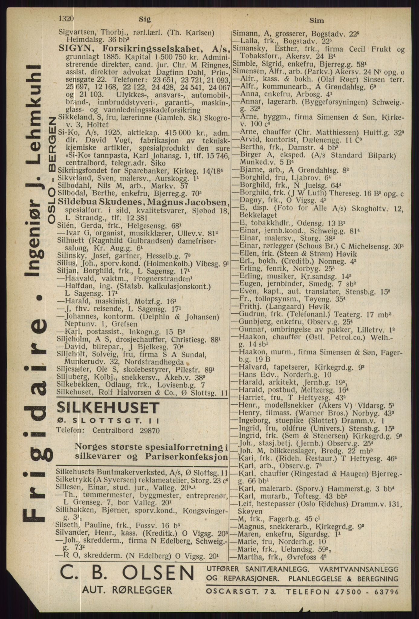 Kristiania/Oslo adressebok, PUBL/-, 1936, s. 1320