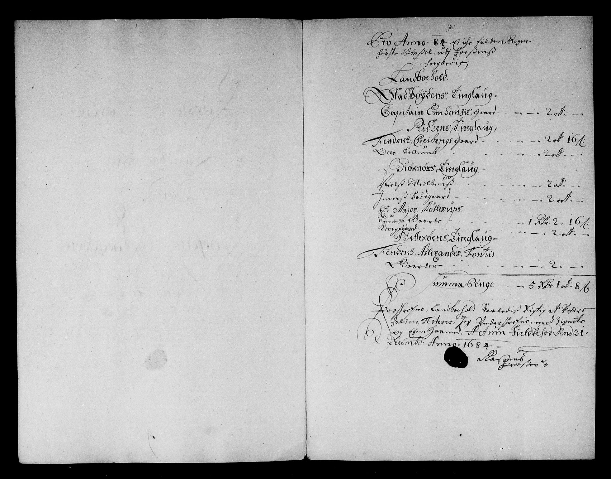 Rentekammeret inntil 1814, Reviderte regnskaper, Stiftamtstueregnskaper, Trondheim stiftamt og Nordland amt, AV/RA-EA-6044/R/Rg/L0076: Trondheim stiftamt og Nordland amt, 1684