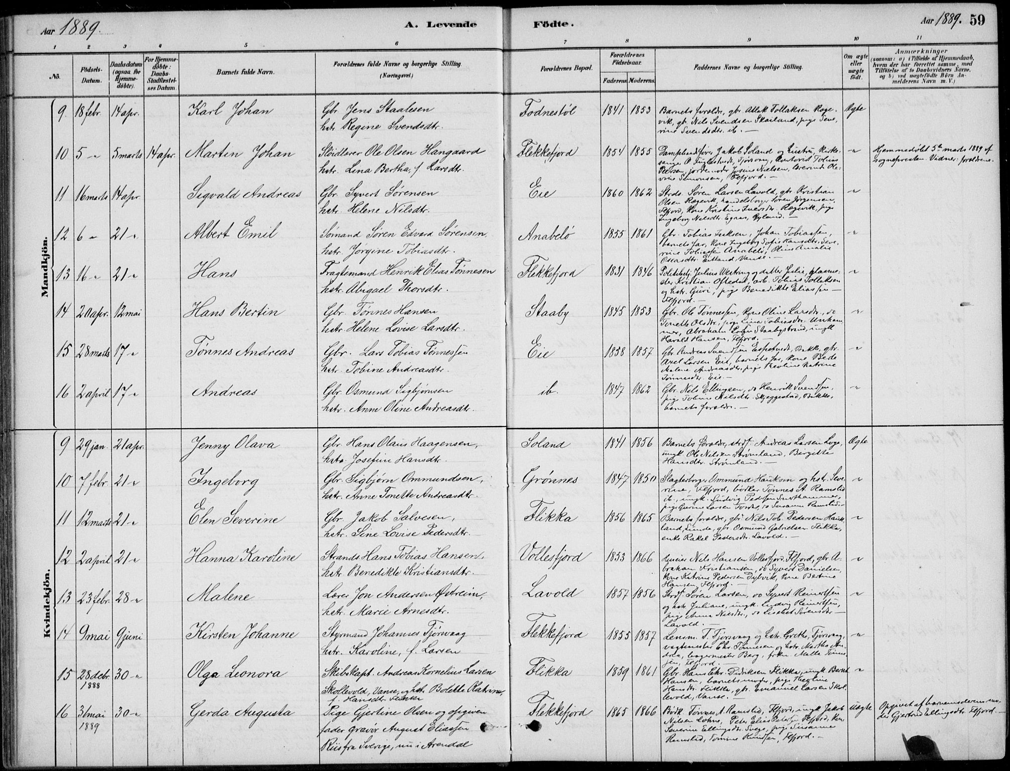 Flekkefjord sokneprestkontor, AV/SAK-1111-0012/F/Fb/Fbc/L0007: Klokkerbok nr. B 7, 1880-1902, s. 59