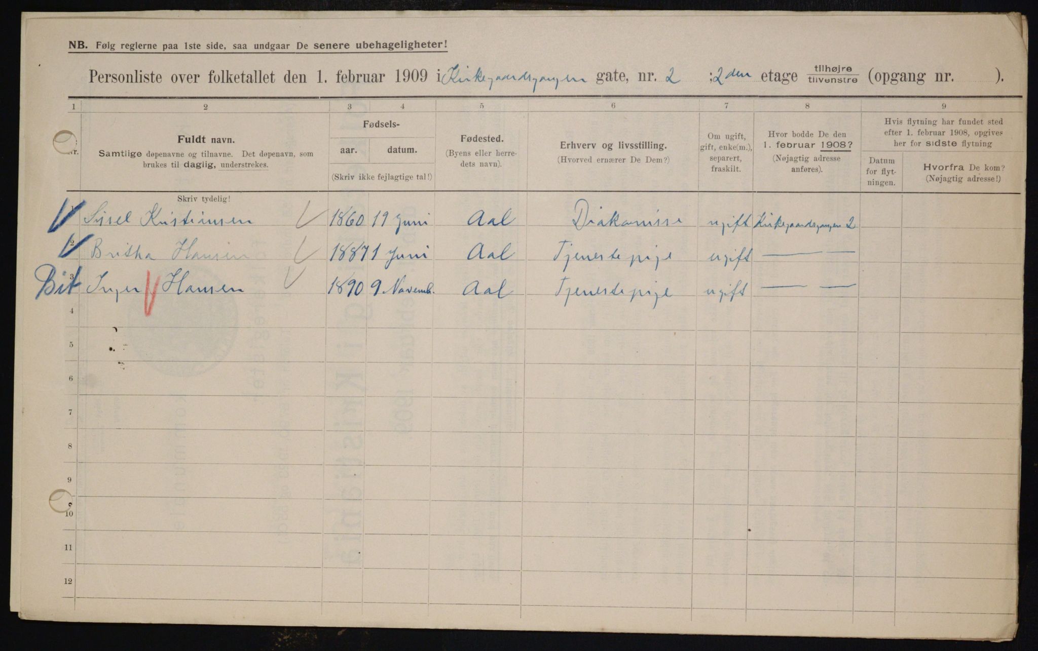 OBA, Kommunal folketelling 1.2.1909 for Kristiania kjøpstad, 1909, s. 45624