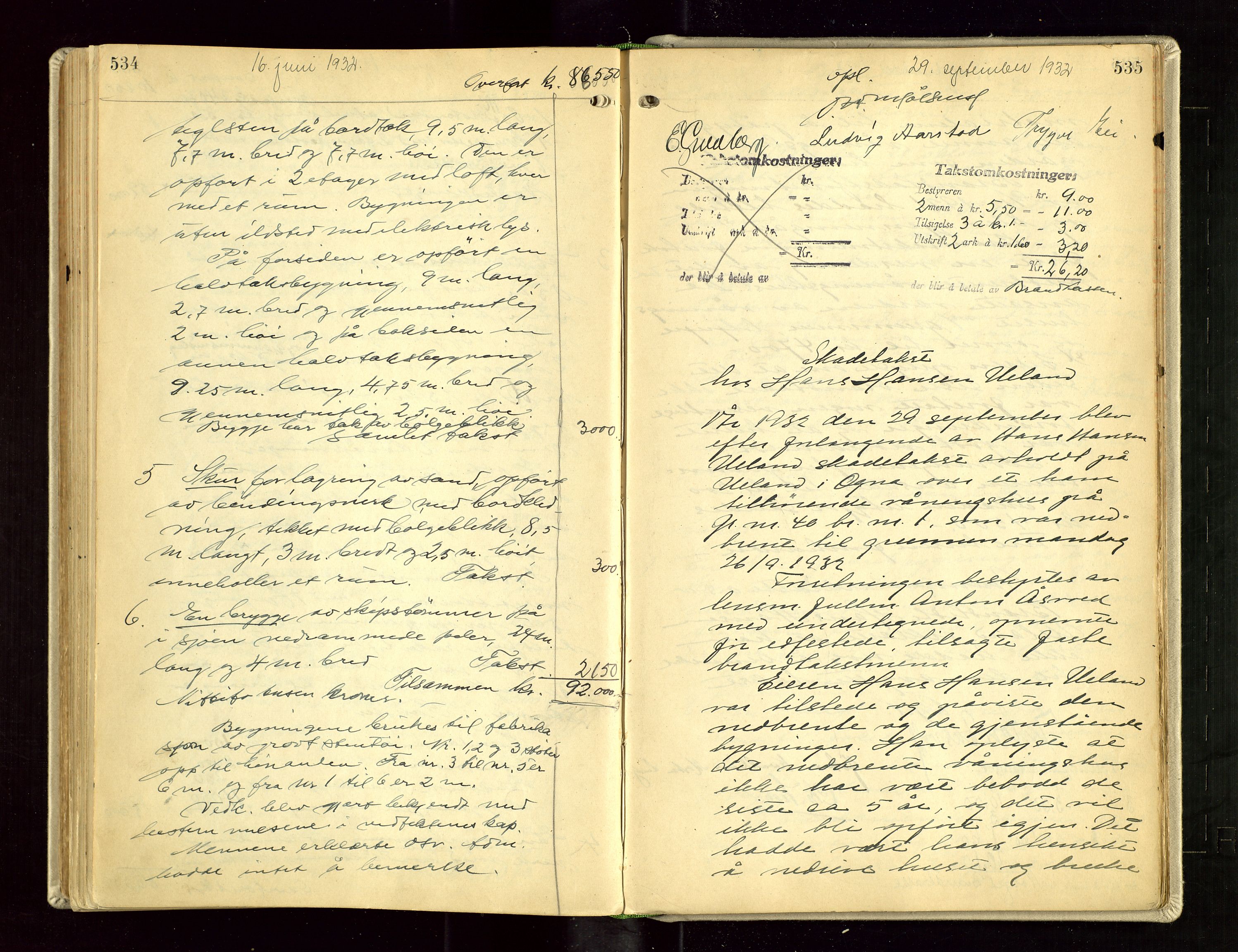 Eigersund lensmannskontor, AV/SAST-A-100171/Goa/L0005: "Branntakstprotokoll", 1921-1936, s. 534-535