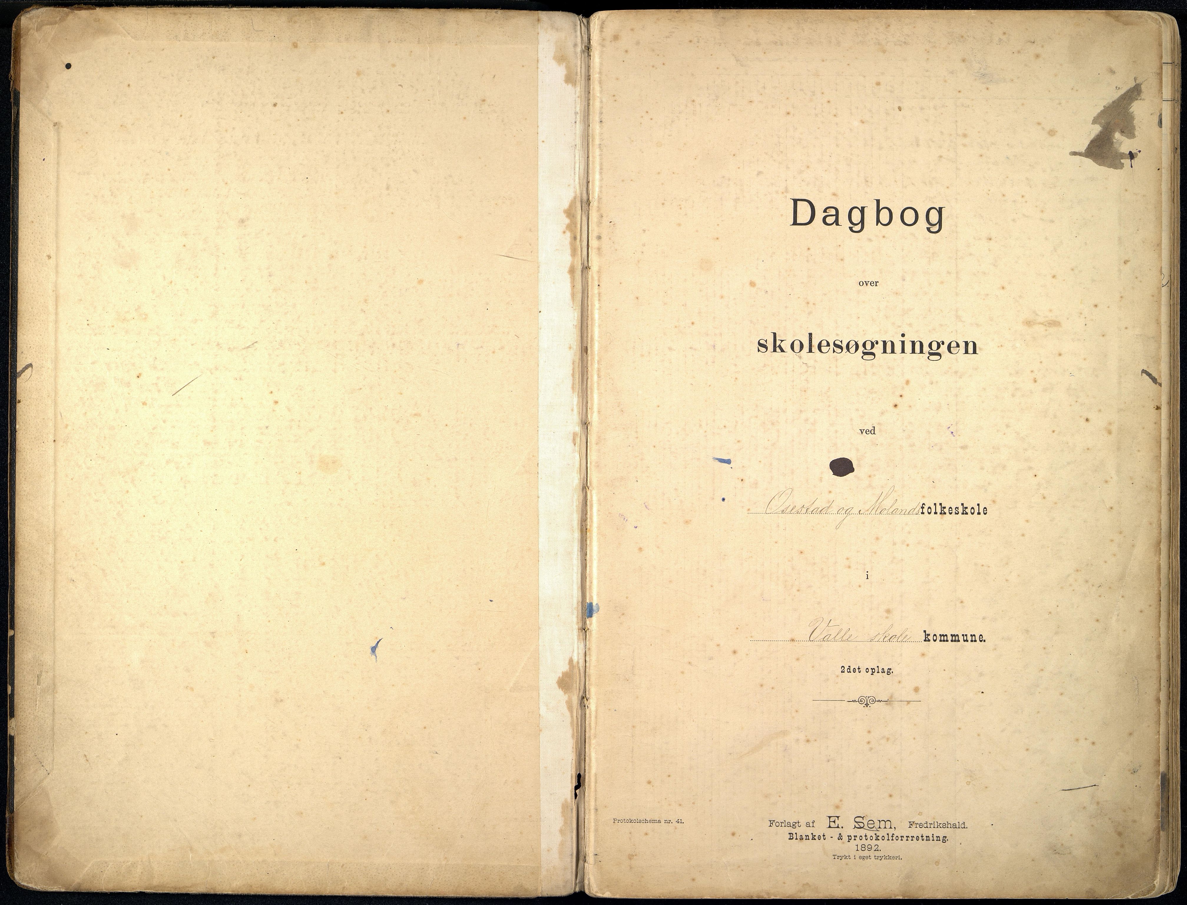 Sør-Audnedal kommune - Moland Skole, ARKSOR/1029SØ557/I/L0001: Dagbok, 1893-1924