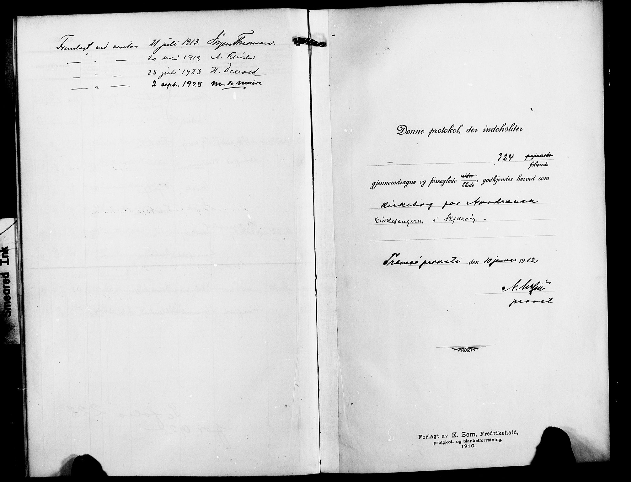 Skjervøy sokneprestkontor, AV/SATØ-S-1300/H/Ha/Hab/L0009klokker: Klokkerbok nr. 9, 1911-1926