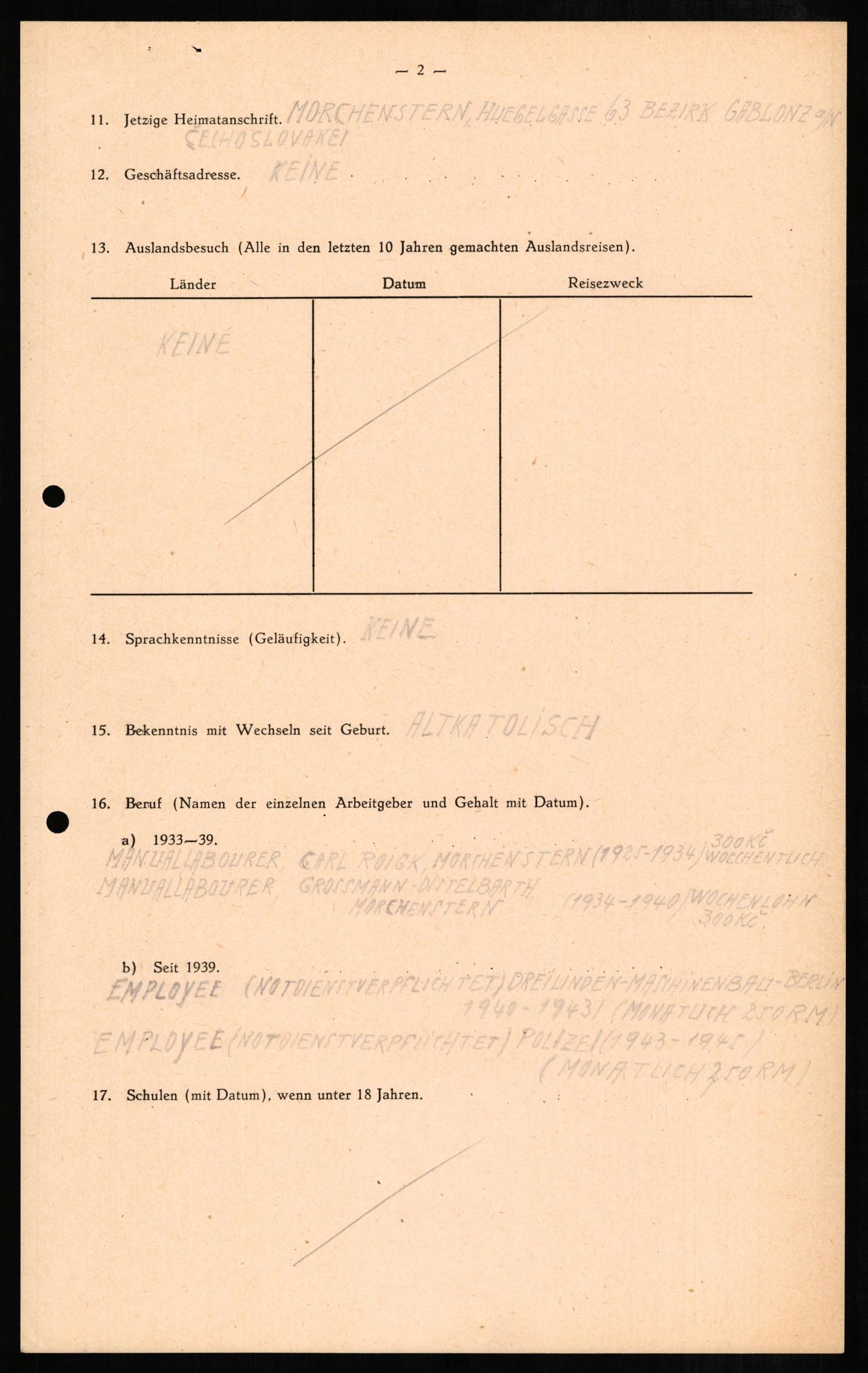 Forsvaret, Forsvarets overkommando II, AV/RA-RAFA-3915/D/Db/L0008: CI Questionaires. Tyske okkupasjonsstyrker i Norge. Tyskere., 1945-1946, s. 255