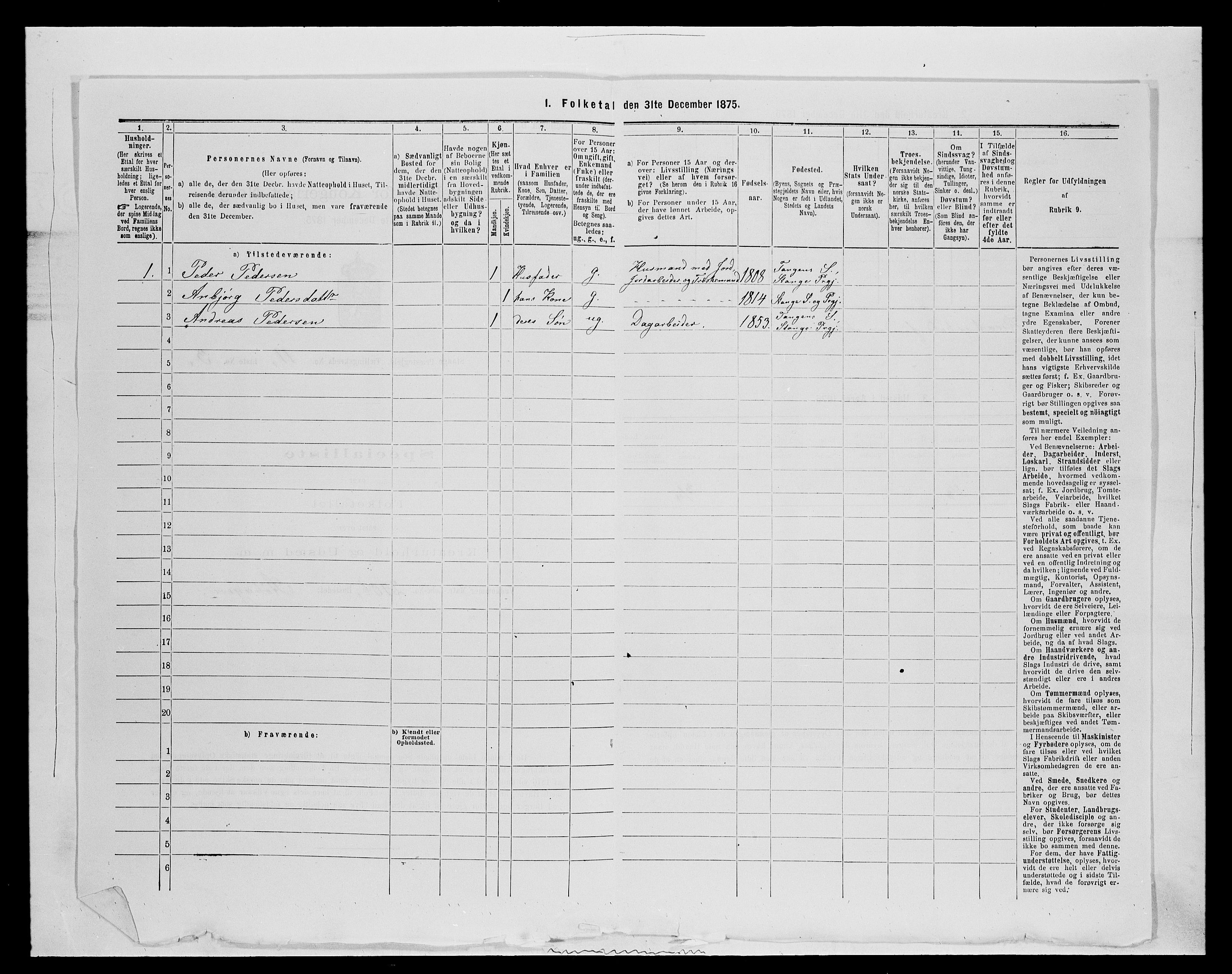 SAH, Folketelling 1875 for 0417P Stange prestegjeld, 1875, s. 1826