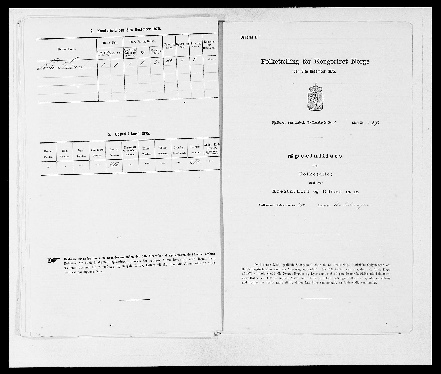 SAB, Folketelling 1875 for 1213P Fjelberg prestegjeld, 1875, s. 123