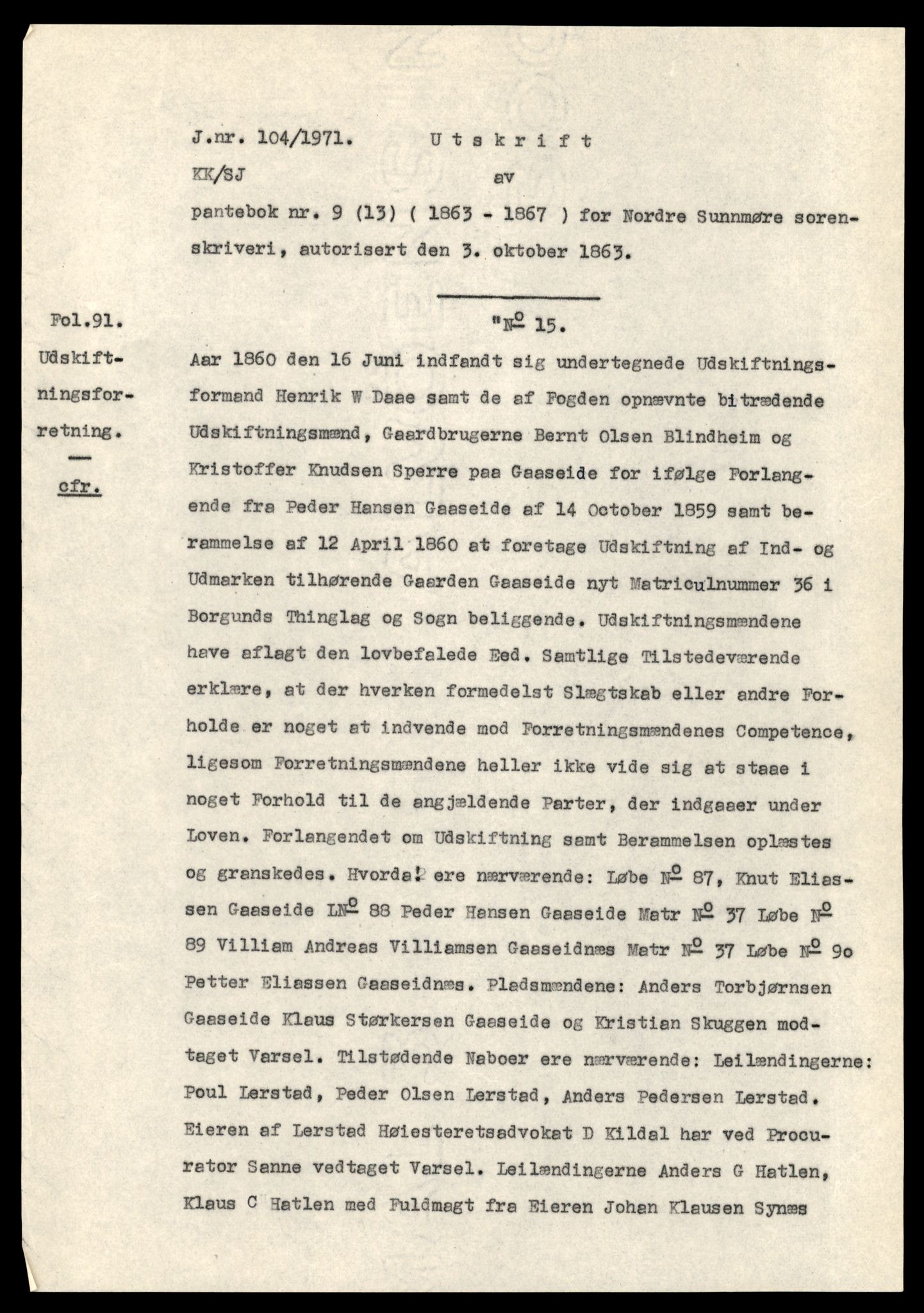 Statsarkivet i Trondheim, AV/SAT-A-4183/J/Jb/L0018: Pantebok 13, 90 - 179, 1864