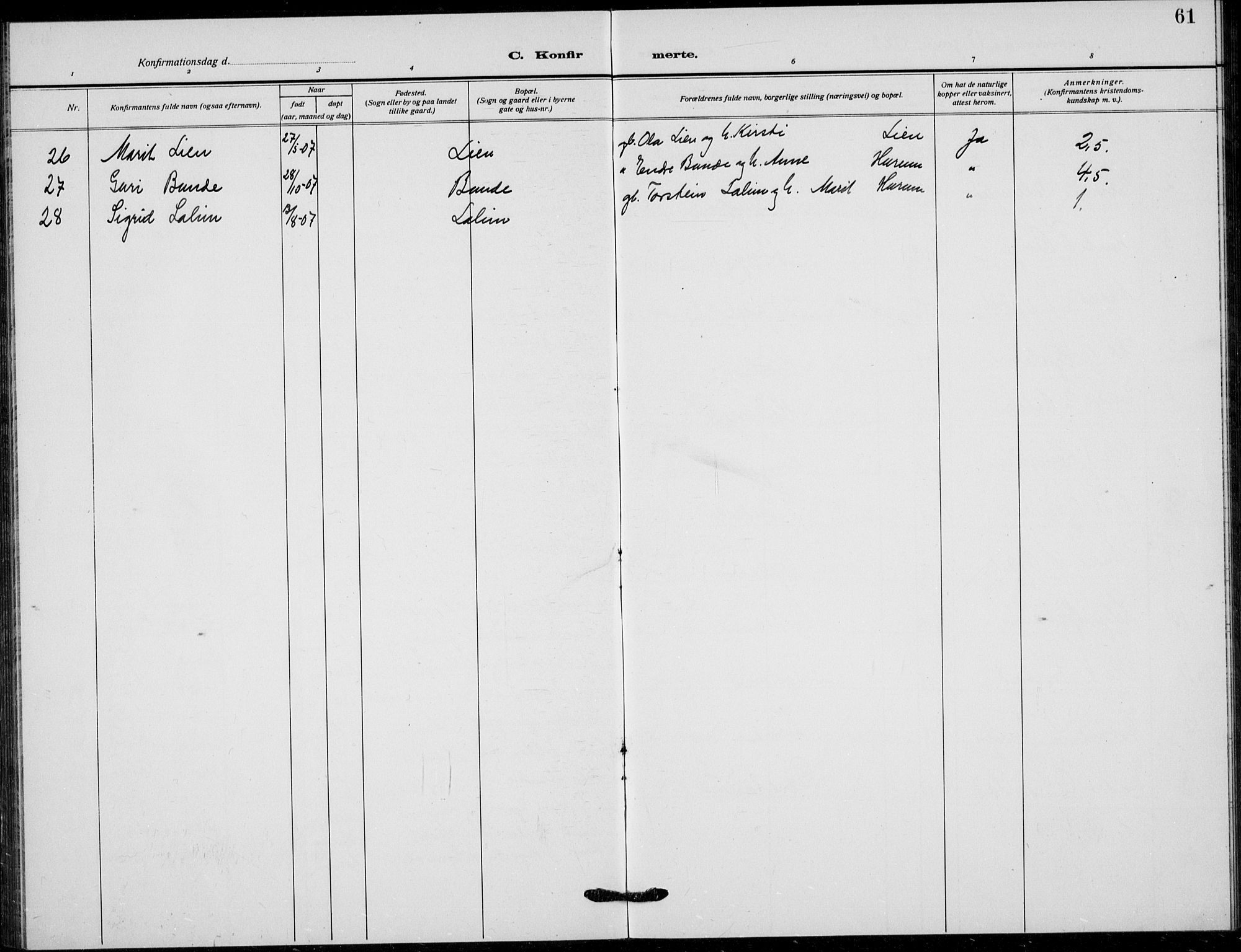 Vang prestekontor, Valdres, AV/SAH-PREST-140/H/Hb/L0012: Klokkerbok nr. 12, 1919-1937, s. 61
