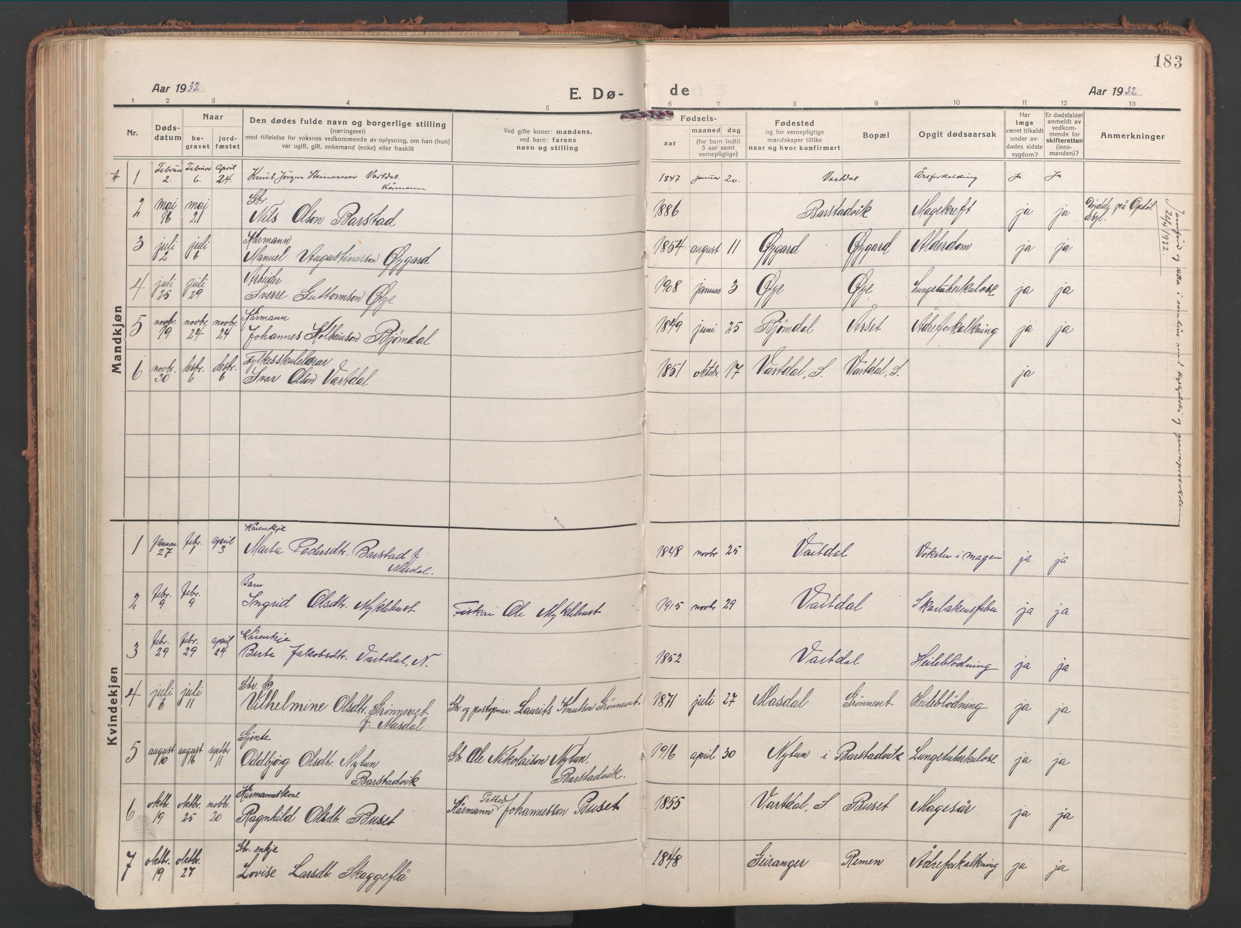 Ministerialprotokoller, klokkerbøker og fødselsregistre - Møre og Romsdal, SAT/A-1454/514/L0202: Klokkerbok nr. 514C02, 1916-1944, s. 183