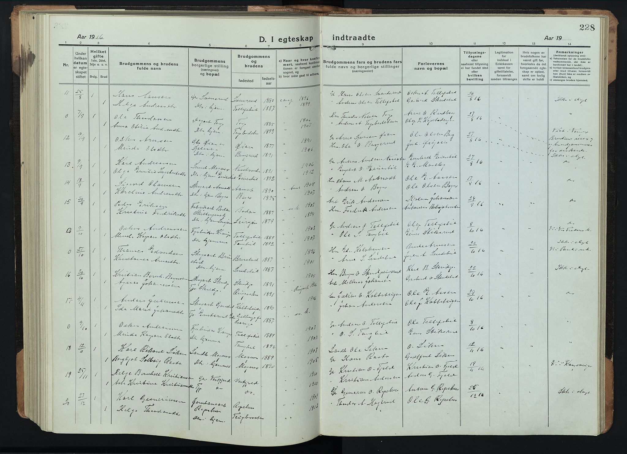 Eidskog prestekontor, AV/SAH-PREST-026/H/Ha/Hab/L0005: Klokkerbok nr. 5, 1916-1946, s. 228