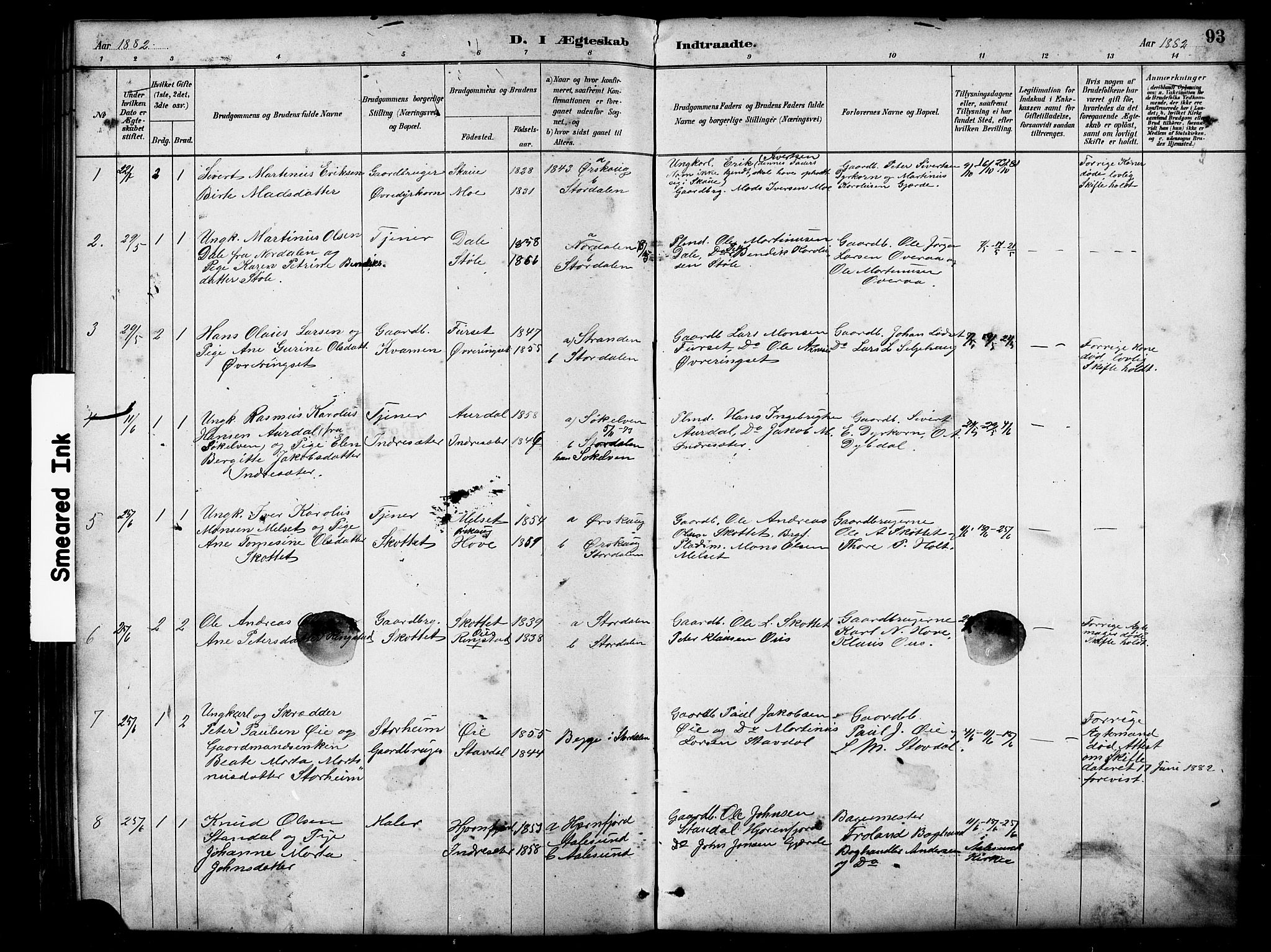 Ministerialprotokoller, klokkerbøker og fødselsregistre - Møre og Romsdal, AV/SAT-A-1454/521/L0302: Klokkerbok nr. 521C03, 1882-1907, s. 93