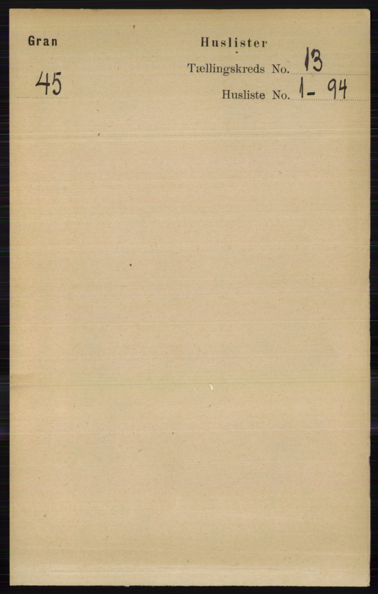 RA, Folketelling 1891 for 0534 Gran herred, 1891, s. 6782