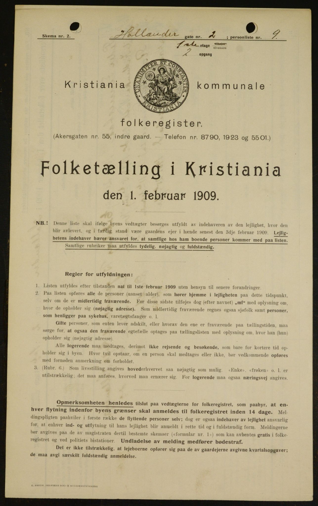 OBA, Kommunal folketelling 1.2.1909 for Kristiania kjøpstad, 1909, s. 36842