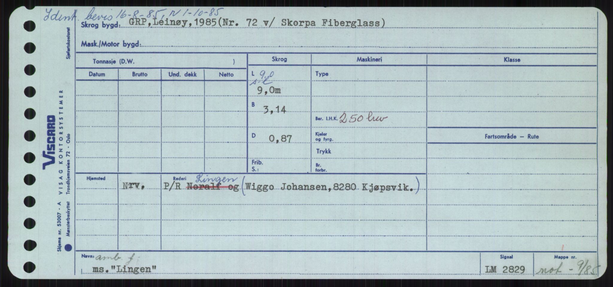 Sjøfartsdirektoratet med forløpere, Skipsmålingen, RA/S-1627/H/Ha/L0003/0002: Fartøy, Hilm-Mar / Fartøy, Kom-Mar, s. 509