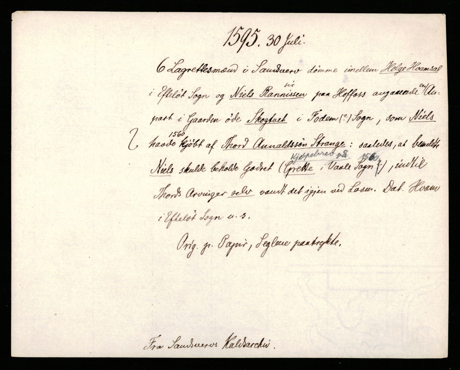 Riksarkivets diplomsamling, AV/RA-EA-5965/F35/F35b/L0004: Riksarkivets diplomer, seddelregister, 1593-1600, s. 189