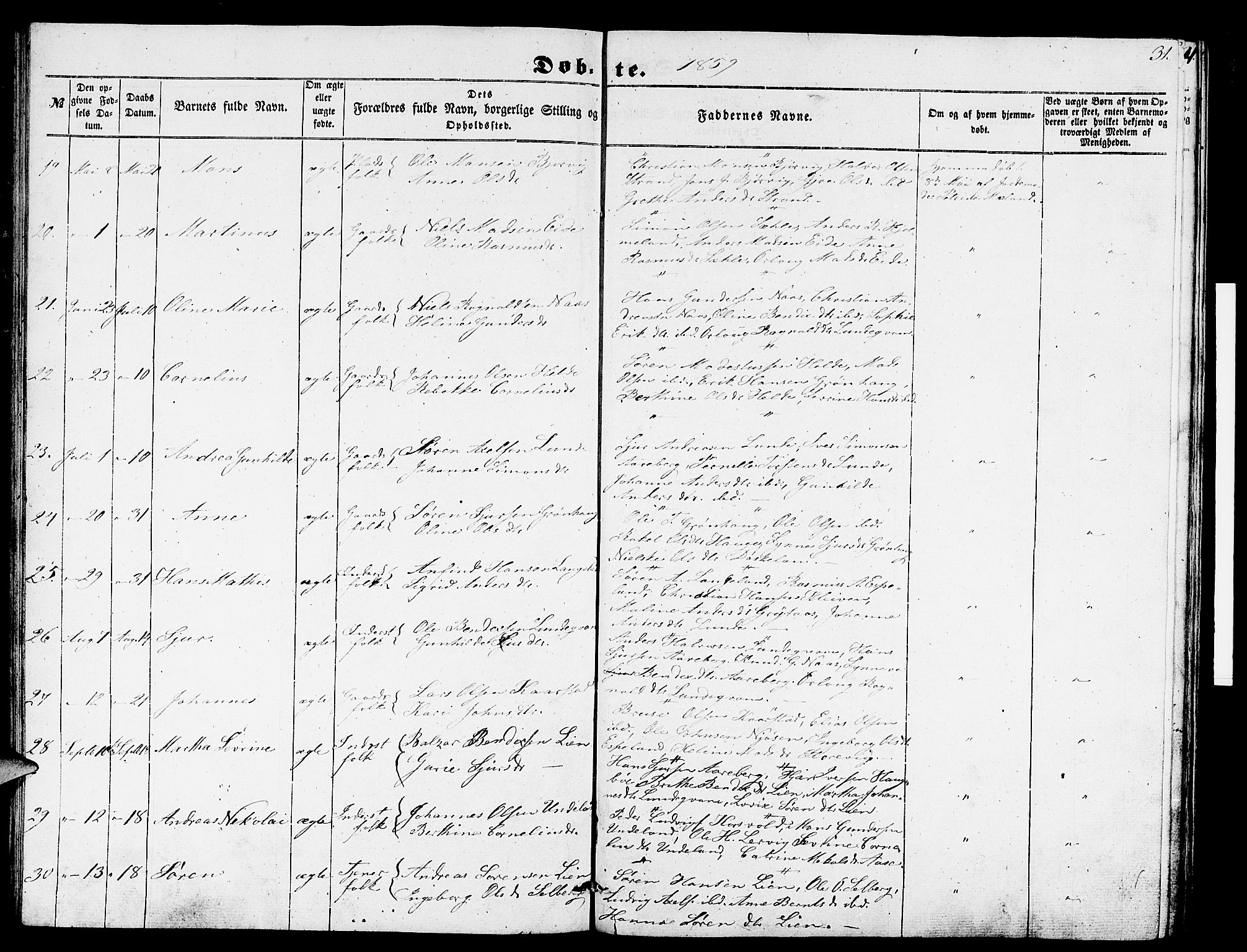 Gaular sokneprestembete, AV/SAB-A-80001/H/Hab: Klokkerbok nr. B 1, 1853-1863, s. 31