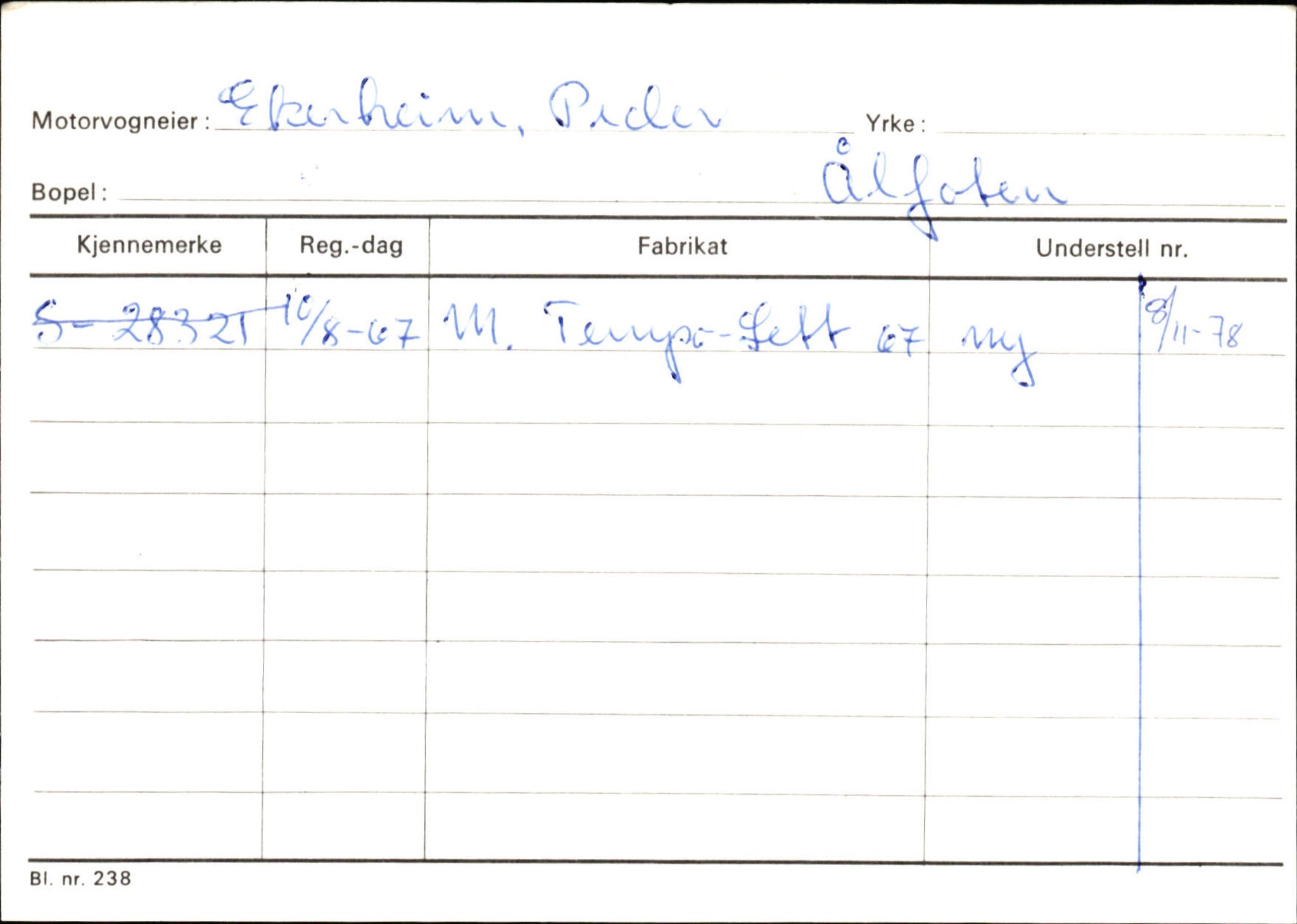 Statens vegvesen, Sogn og Fjordane vegkontor, AV/SAB-A-5301/4/F/L0133: Eigarregister Bremanger A-Å. Gaular A-H, 1945-1975, s. 263