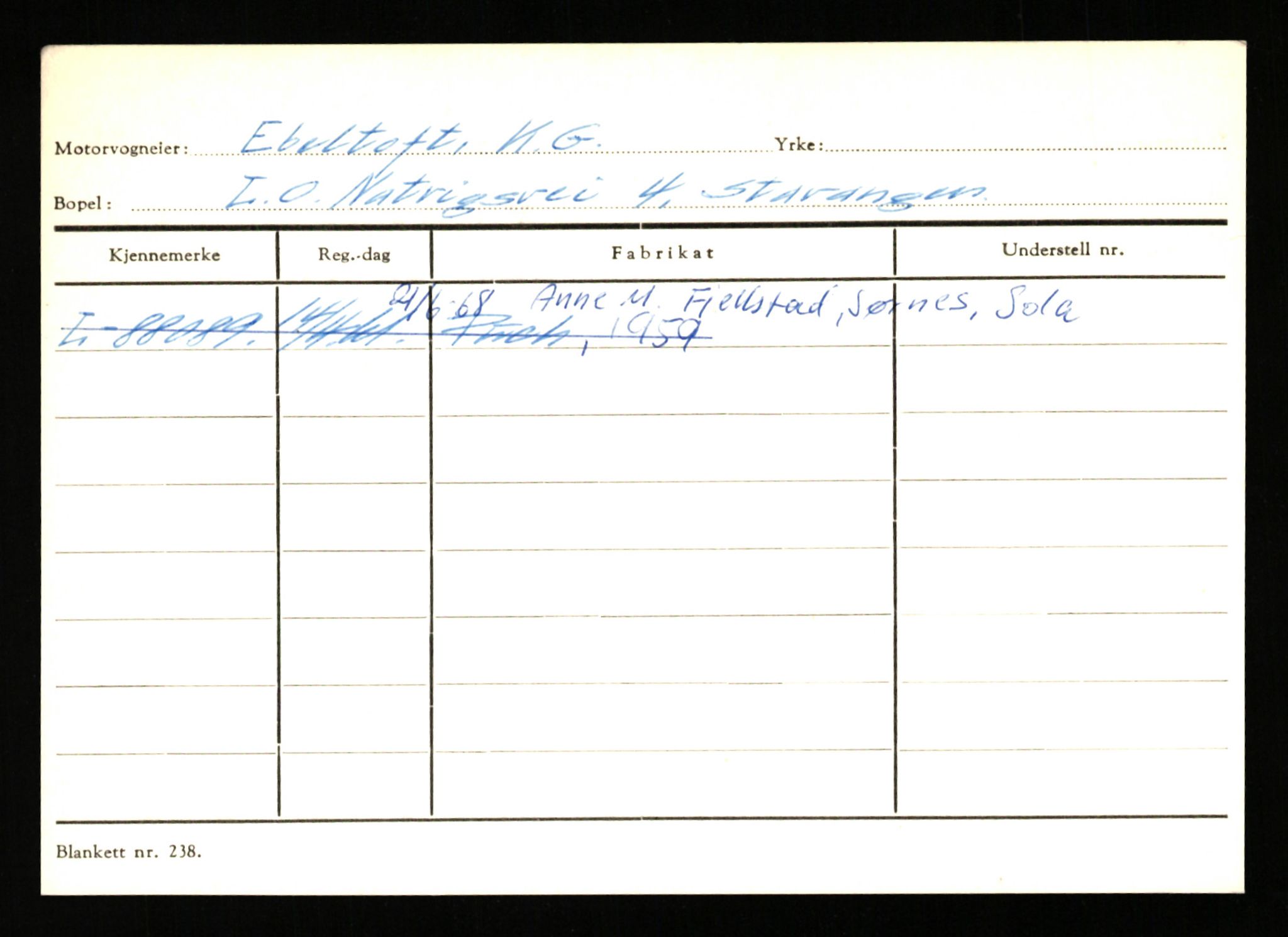 Stavanger trafikkstasjon, SAST/A-101942/0/H/L0006: Dalva - Egersund, 1930-1971, s. 1441