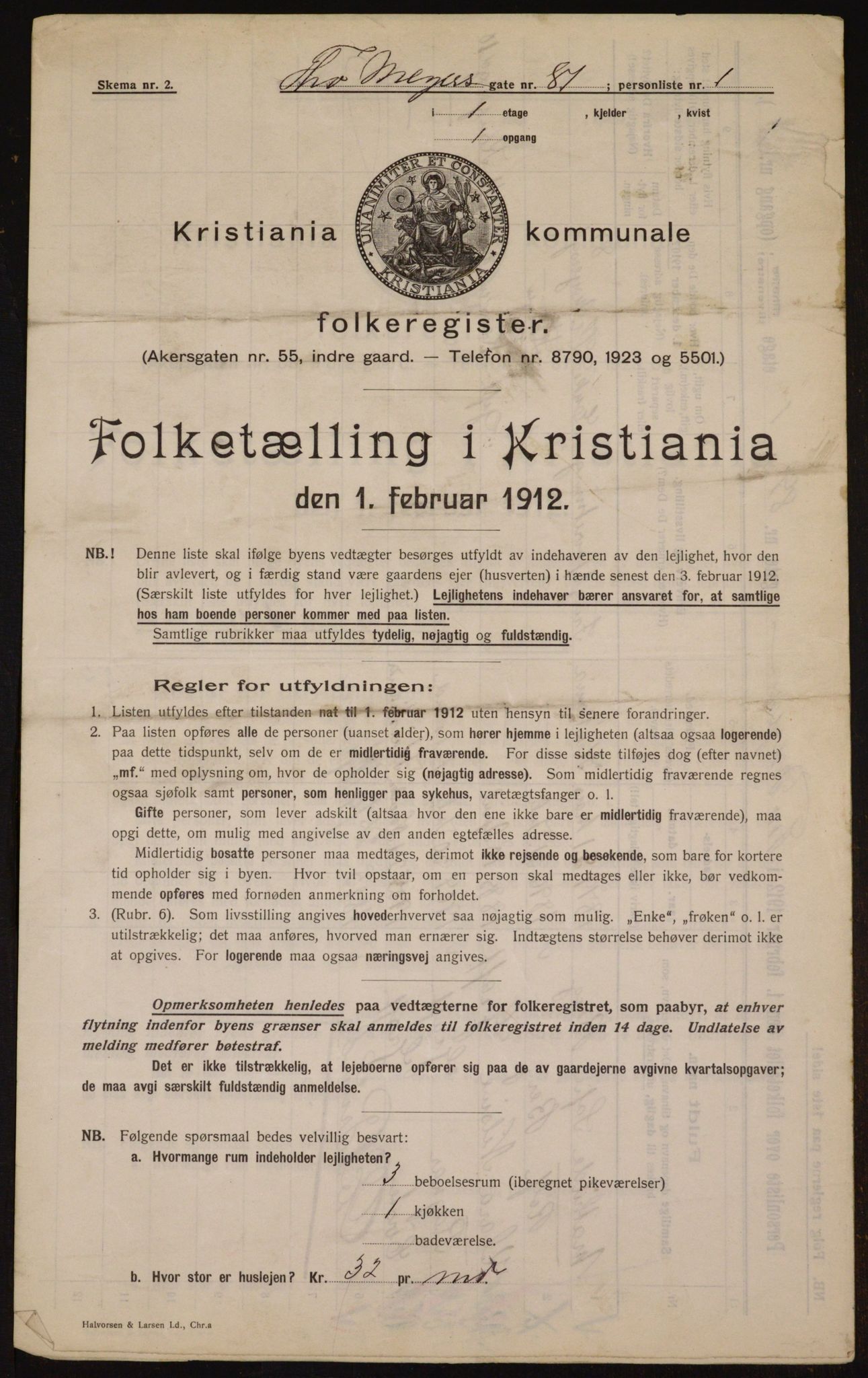 OBA, Kommunal folketelling 1.2.1912 for Kristiania, 1912, s. 111339